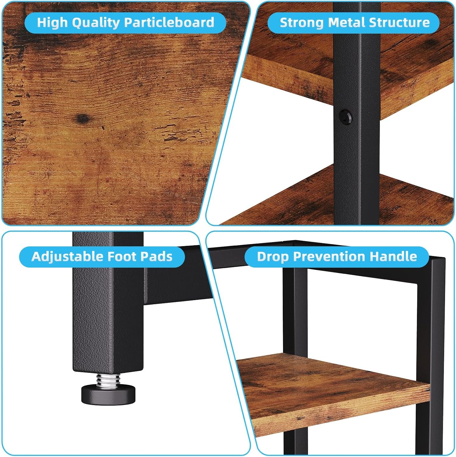 Marbrasse Desk Shelf with Drawer, 40″ 40″L × 9.5″W × 29.5″H, Dark Brown