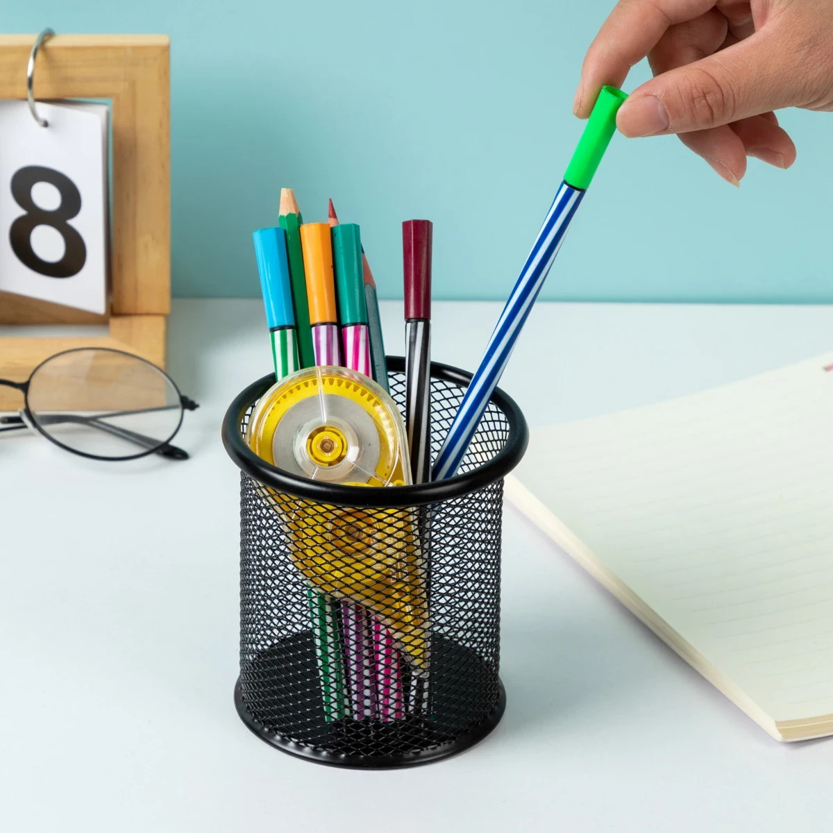 1PC Mesh Pencil Holder Metal Pen Cup Black for Desk 1Pcs Pencil Holder Office