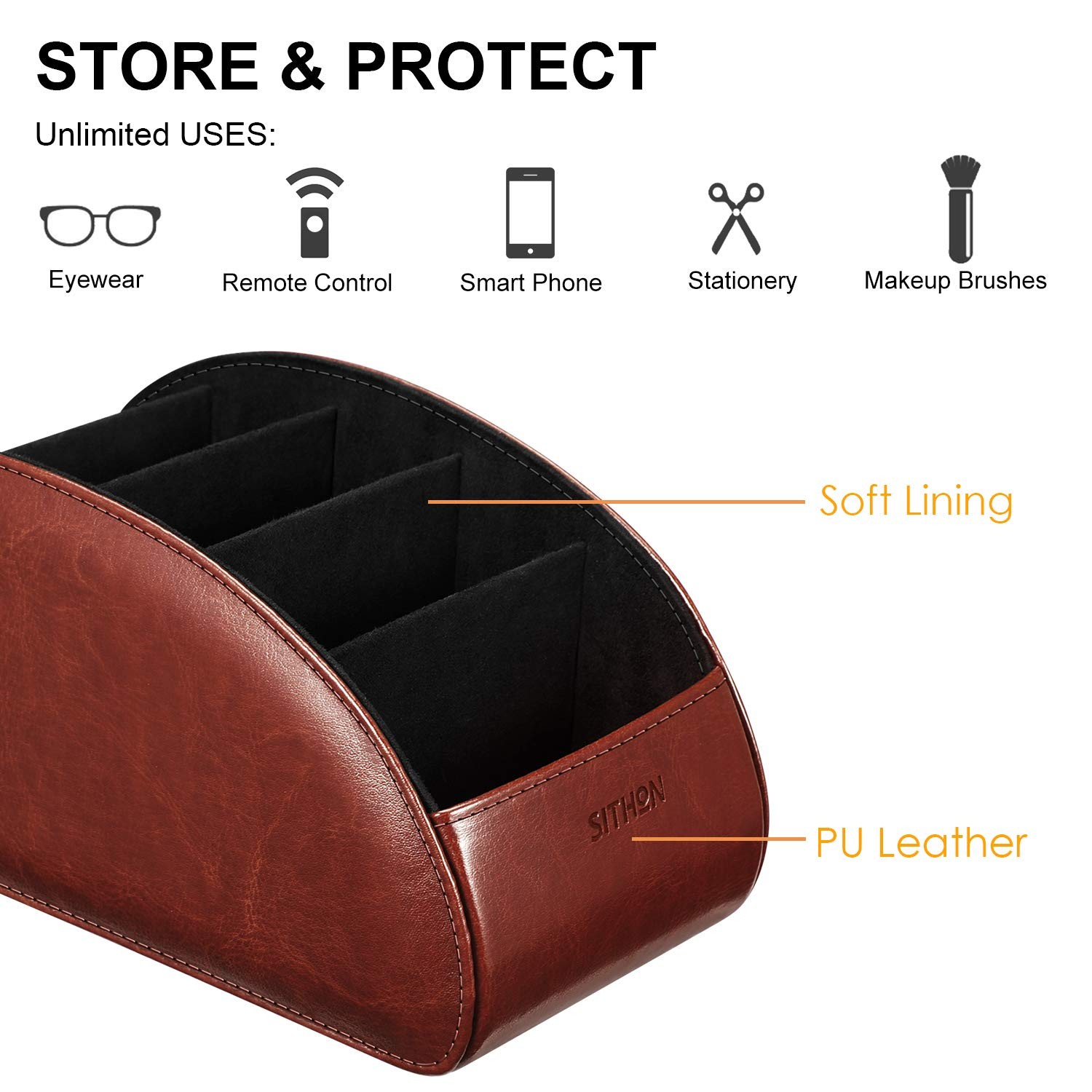 Remote Control Holder with 5 Compartments – [Upgrade Version] PU Leather Remo…