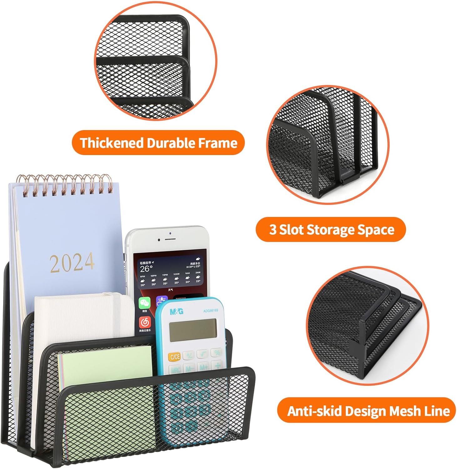 Metal Mesh Desk Mail Organizer 2 Pack Letter Paper File Holder Desktop Storage X