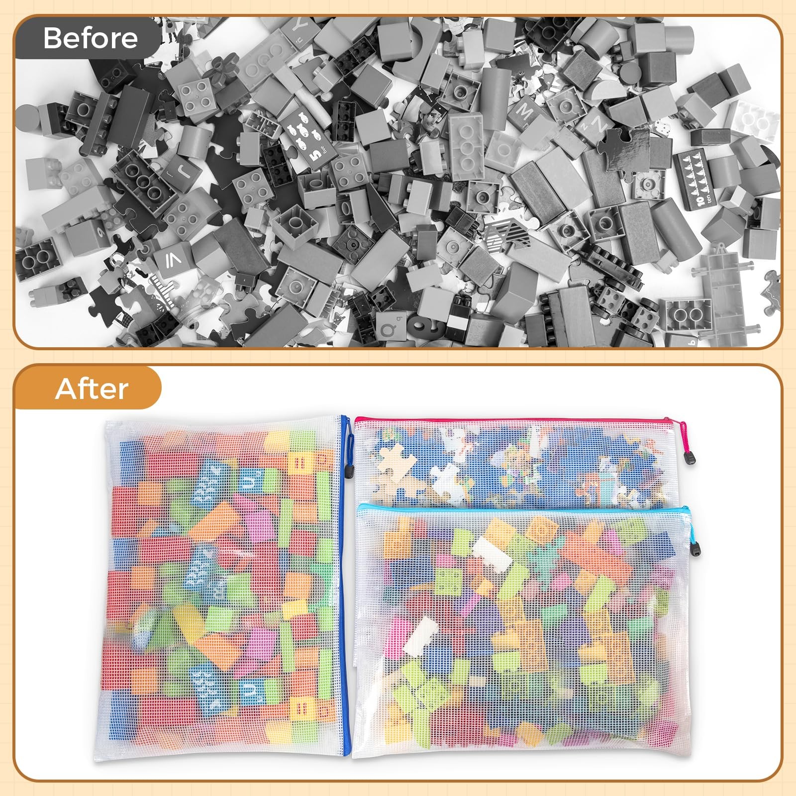 24 Pack 12 Colors Zipper Pouches for Organizing, A3 Size (16.9 x 12.4), Big m…