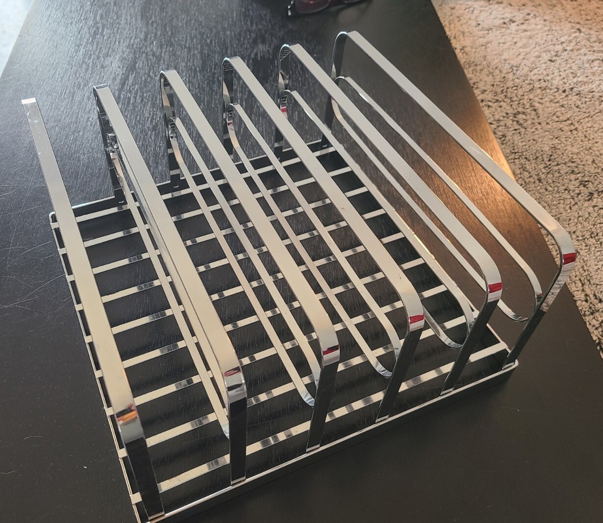 Contemporary Silver/Chrome Desk Organizer 5 Slot