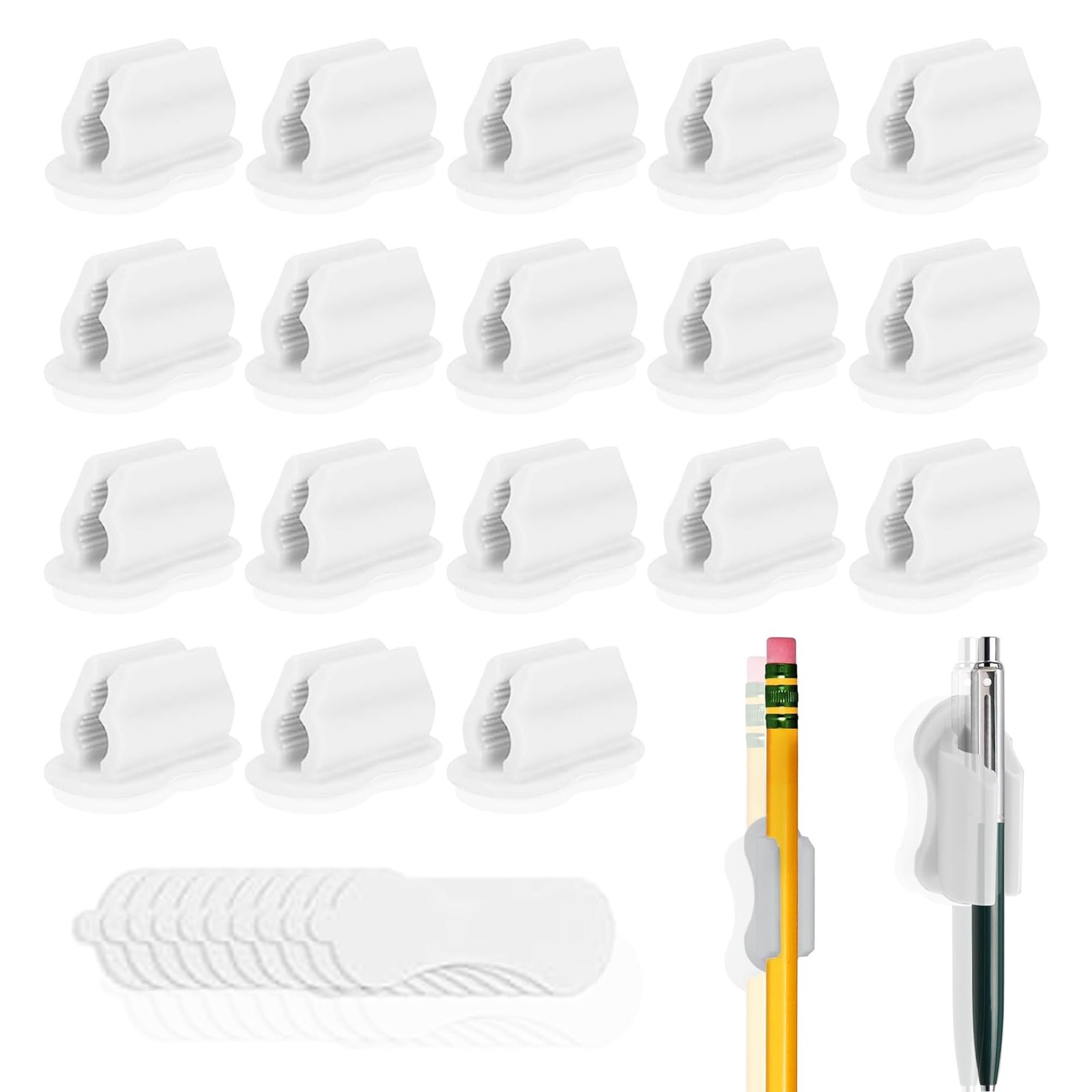 Adhesive Silicone Pen Holder 20 Pack for Desk & Wall, Flexible Pencil and Mar…