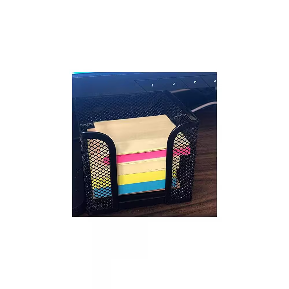 4 Pack Black Mesh Memo Holder Desk Organizer Cube for Sticky Notes, Pens, Pencil