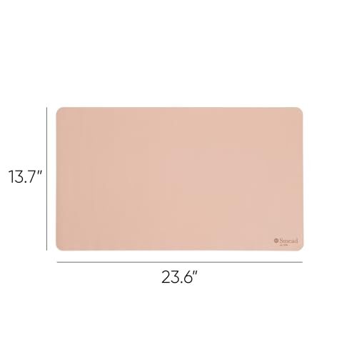Smead Desk Pad, Vegan Leather Desk Mat with Non-Slip Small (23.6″x13.7″) Pink