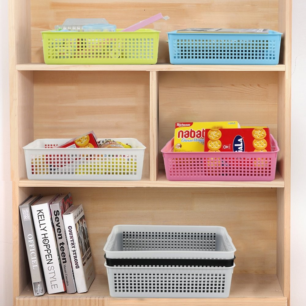 6 PCS Paper Organizer Basket Plastic File Baskets Colorful Storage Bin