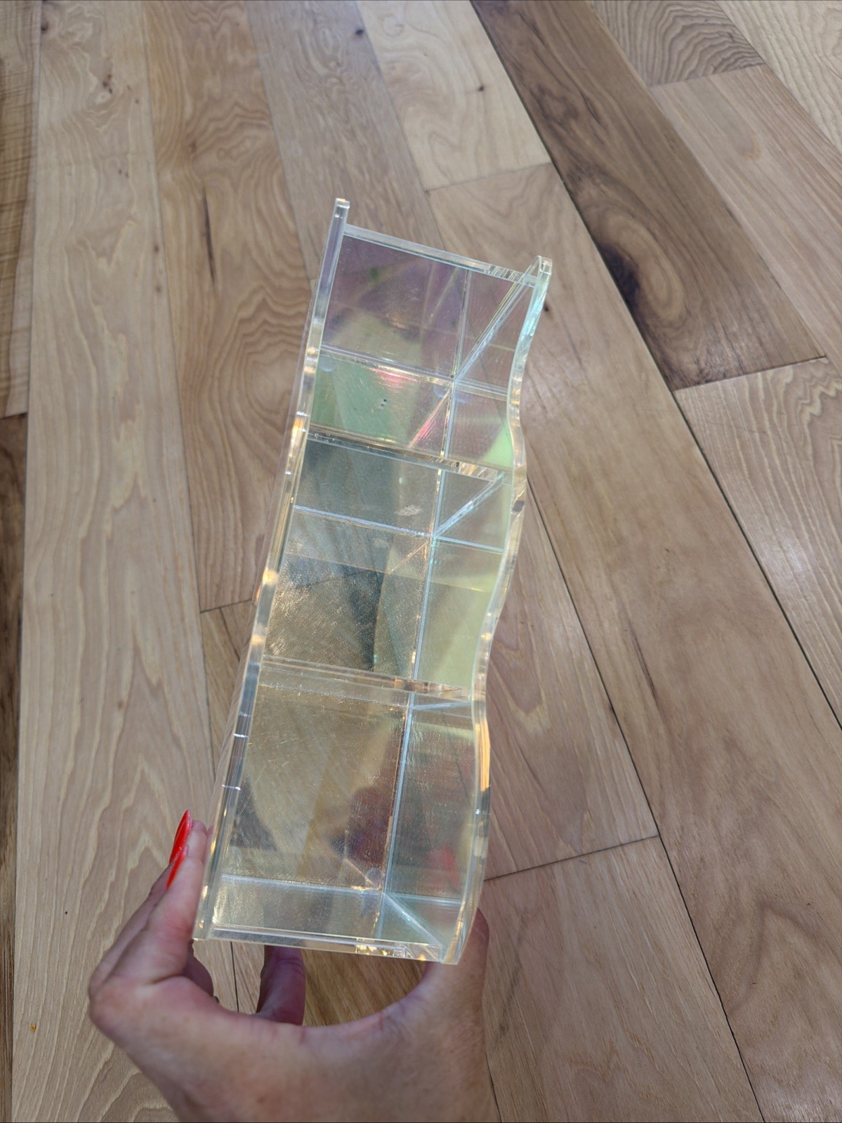Iridescent Clear Acrylic Office Organizer Pen Holder Wavy Design