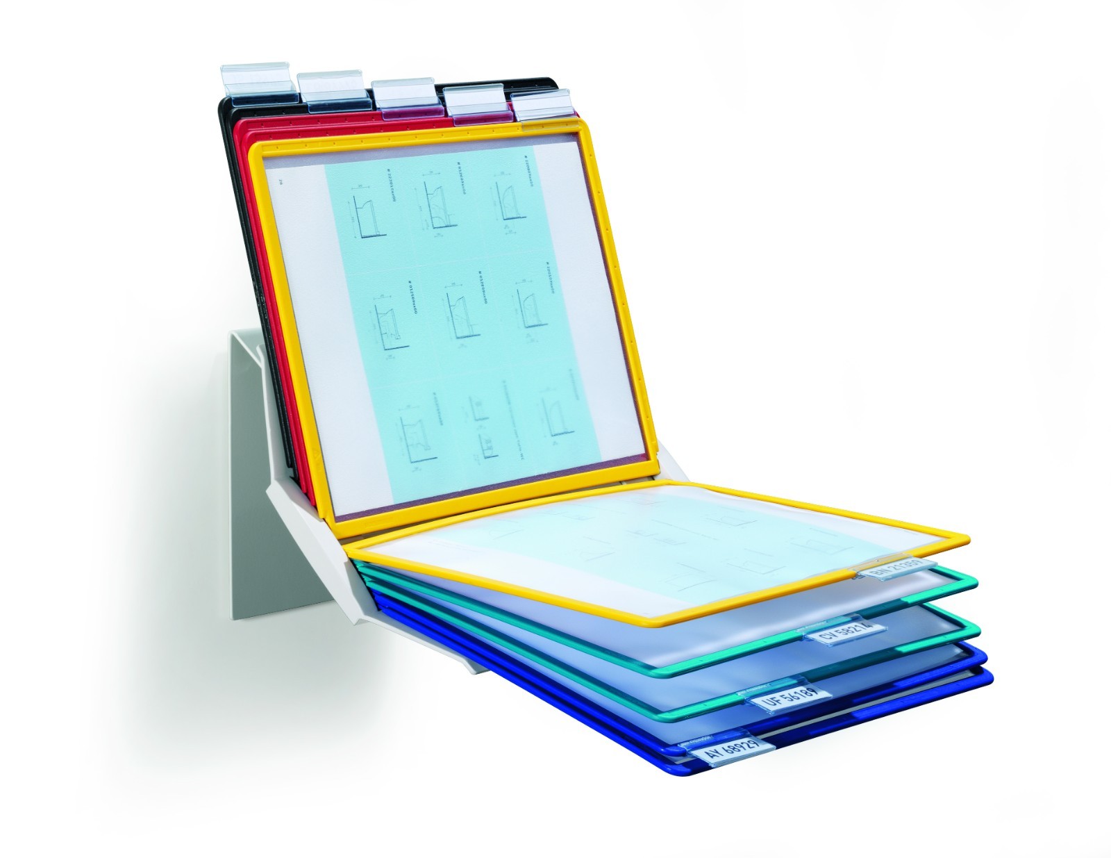 VARIO Pro Rotating Desk Wall Reference System 10 Panels Assorted Colors Durable