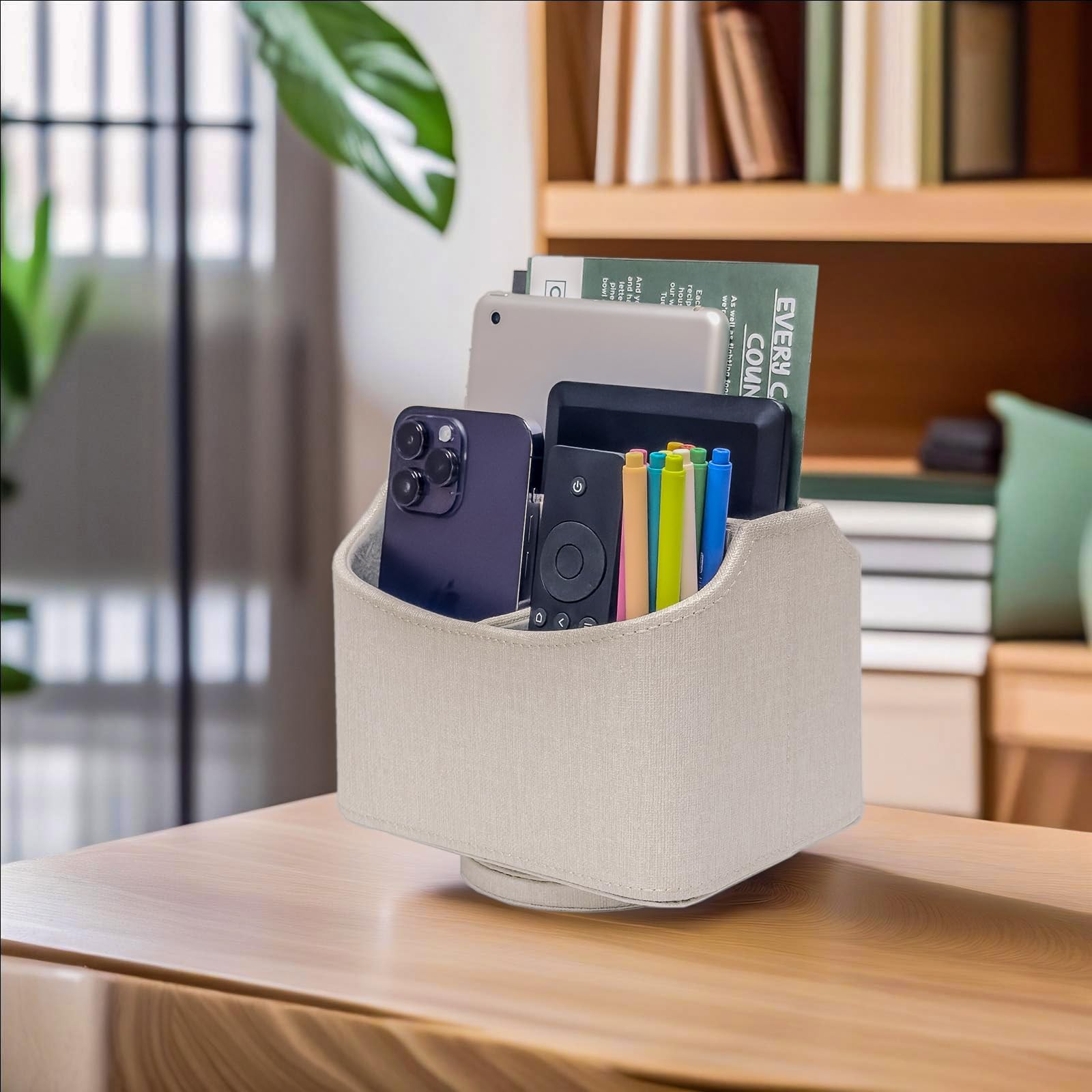 Rotating Desk Organizer, 360 Desk Spinning Caddy, Desktop TV Guide/Mail/Media…
