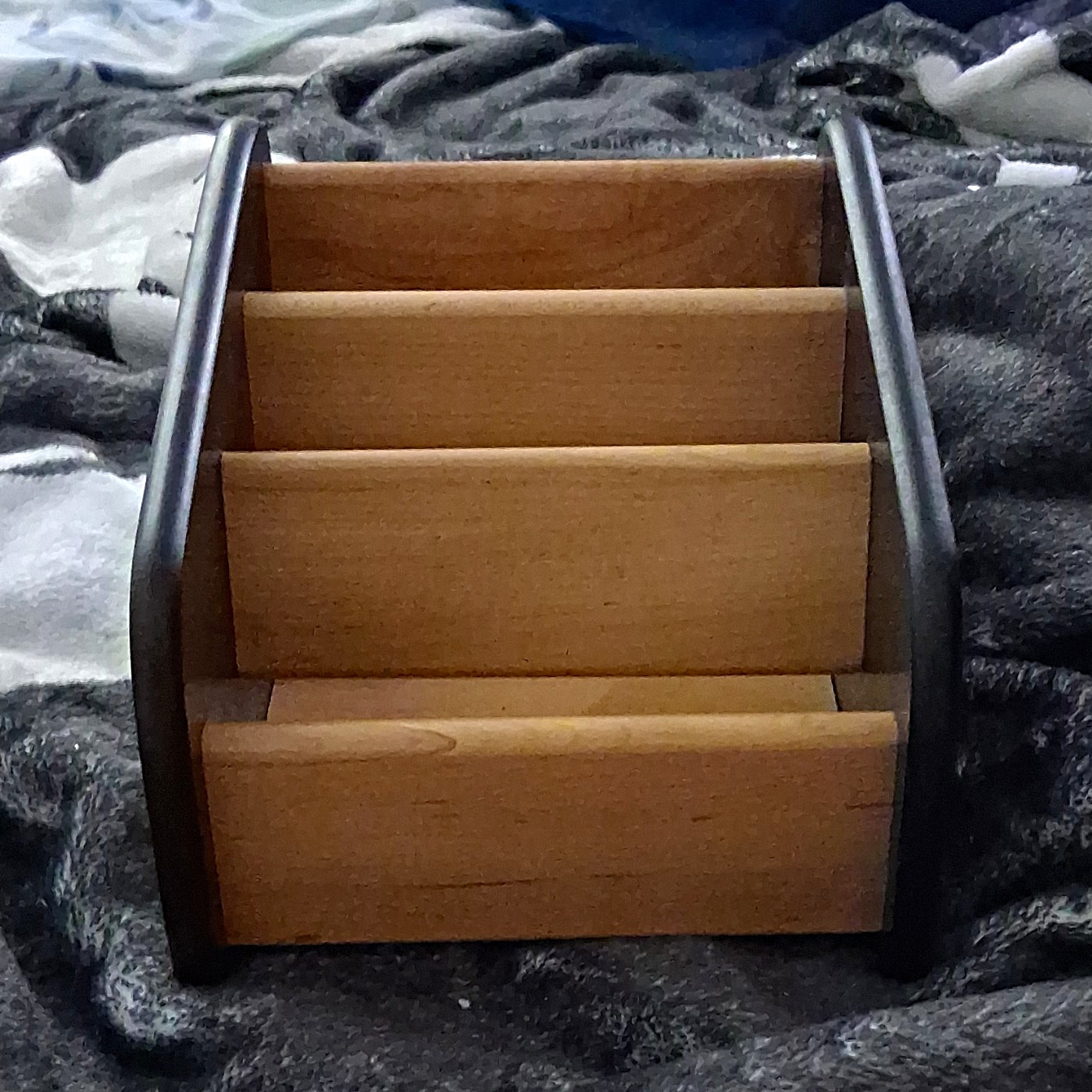 Wood Desktop Mail & Letter Organizer Holder, Multiple Compartments, Black Sides
