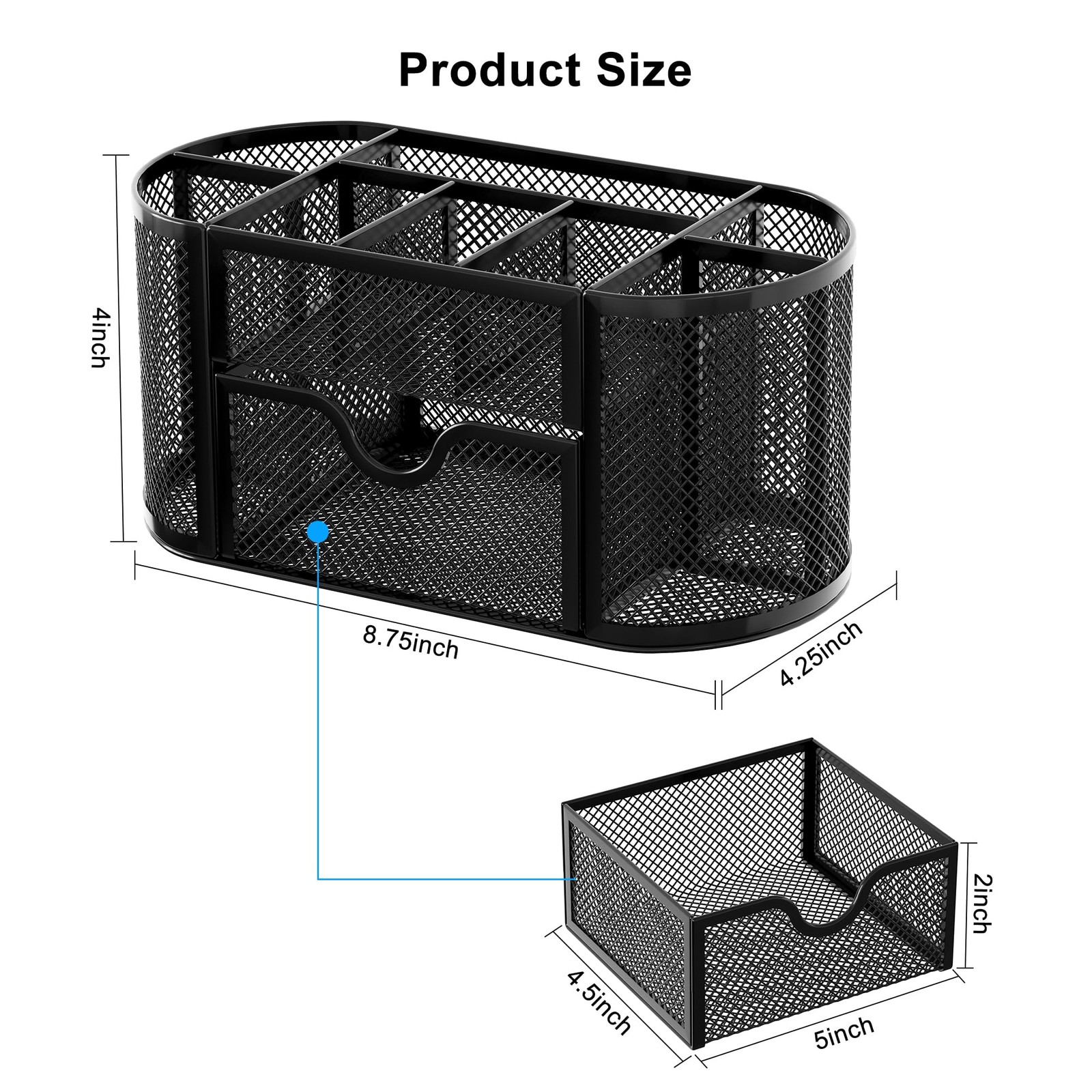 Mesh Pen Holder Desk Organizer with Drawer Stationery Supplies Organizer for …
