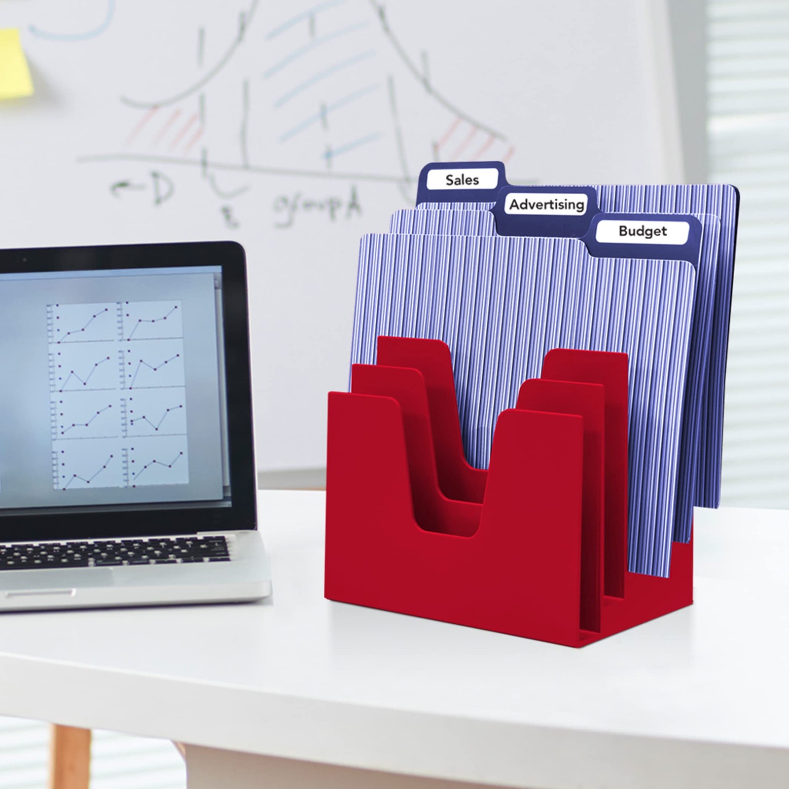 Acrimet 5 Section Incline File Sorter Organizer, Mail, 5 Sections, Red