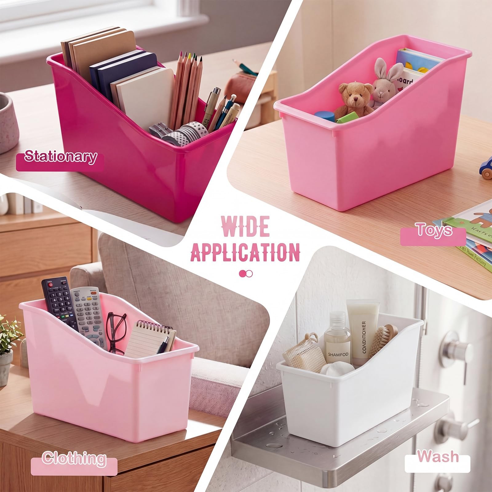 12 Pcs Book Bin for Classroom with Labels Stackable Plastic Organizing Bins 1…
