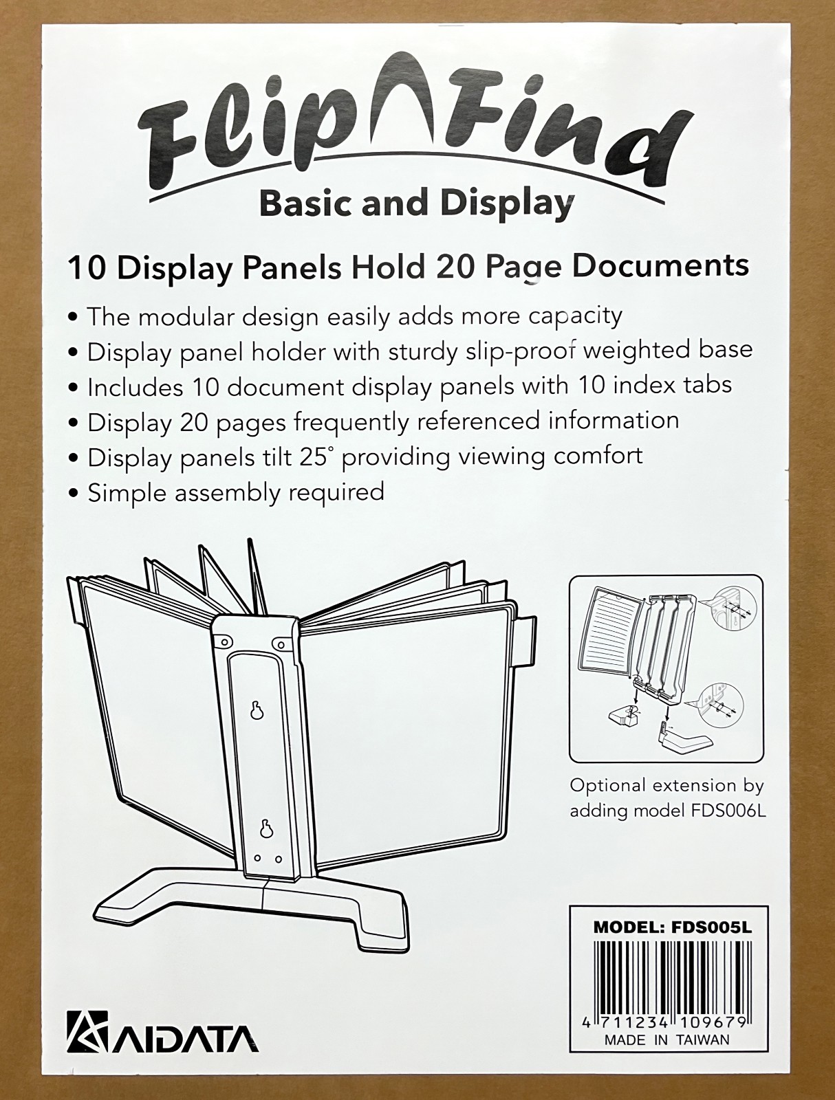 Aidata Flip & Find Desktop Wall Reference Display System 10 Panels FDS005L New