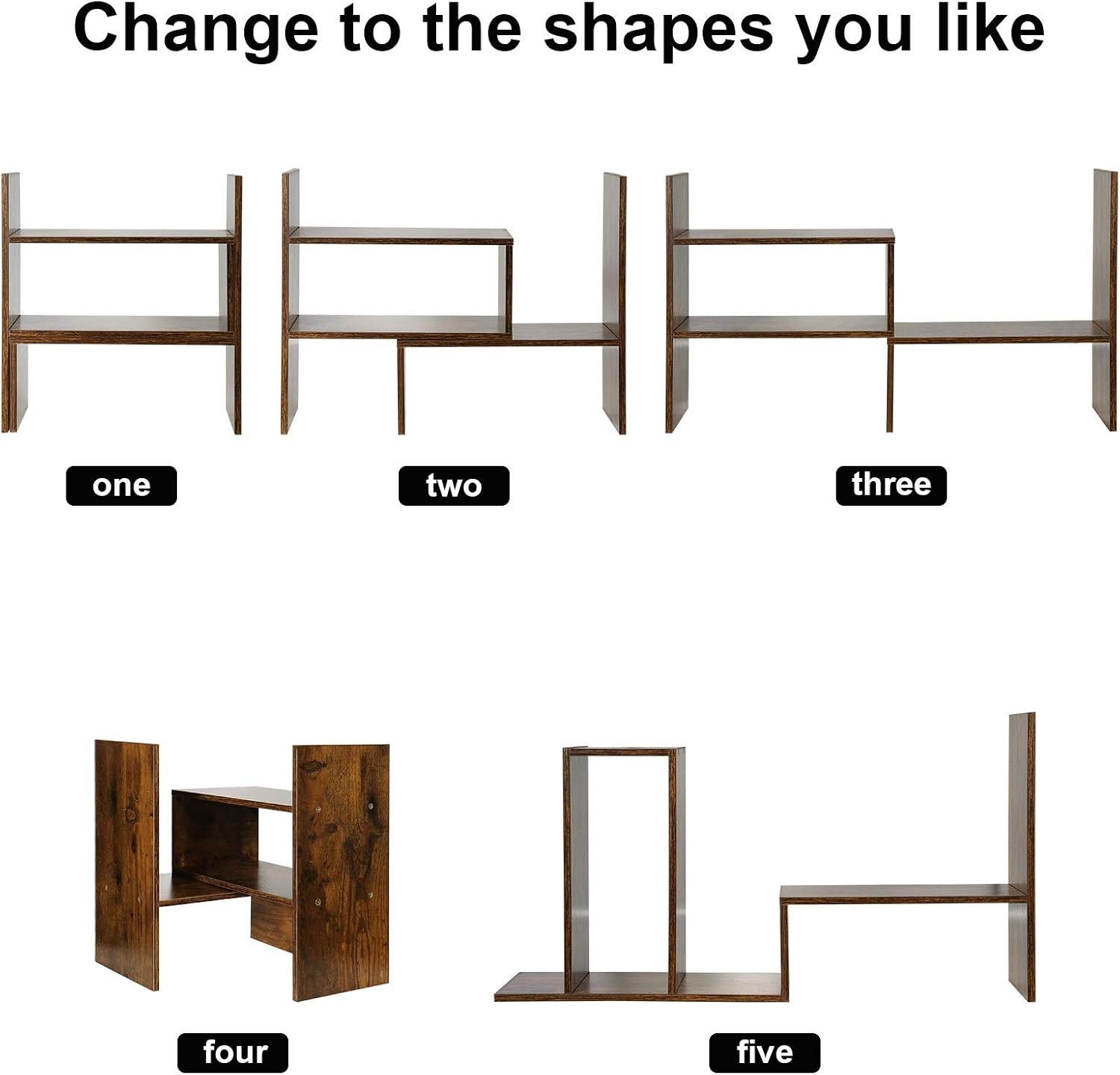Expandable Wood Desktop Bookshelf – Minimalist Adjustable Organizer for Offices