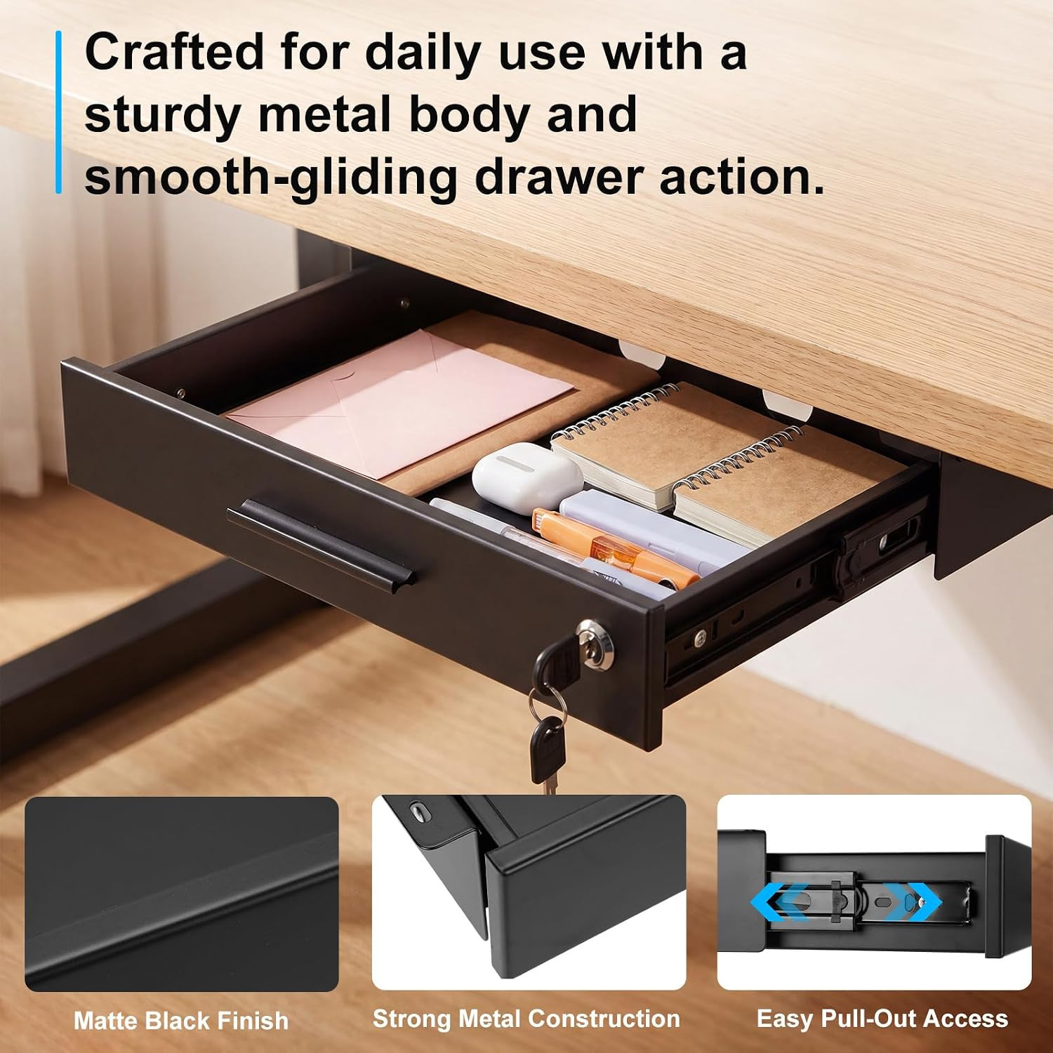 Under Desk Drawer Organizer – Lockable Storage for Laptop & Office Accessories