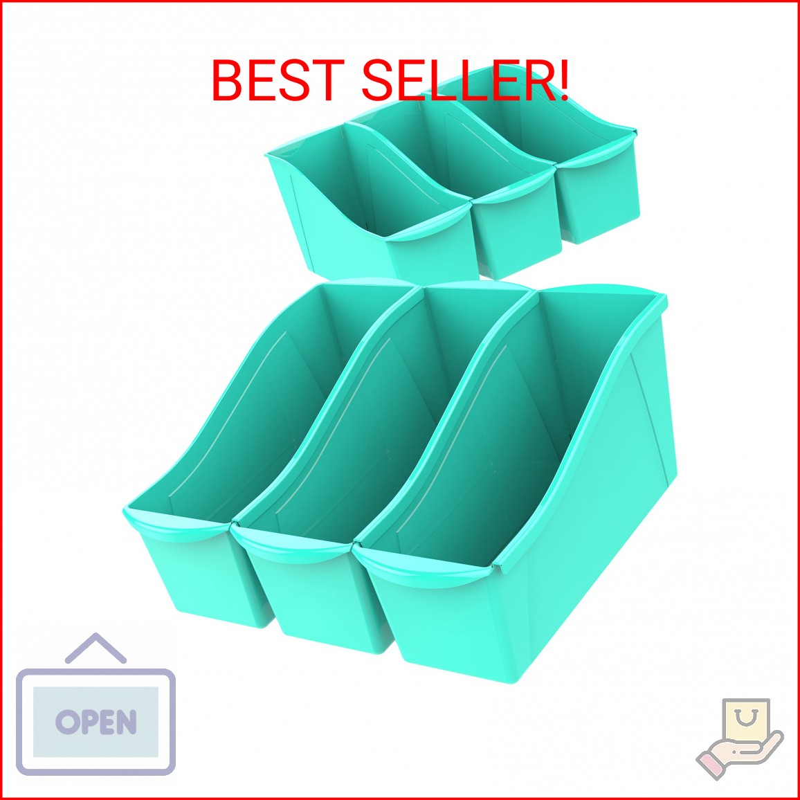 Storex Large Book Bin, Interlocking Plastic Organizer for Home, Office and Class
