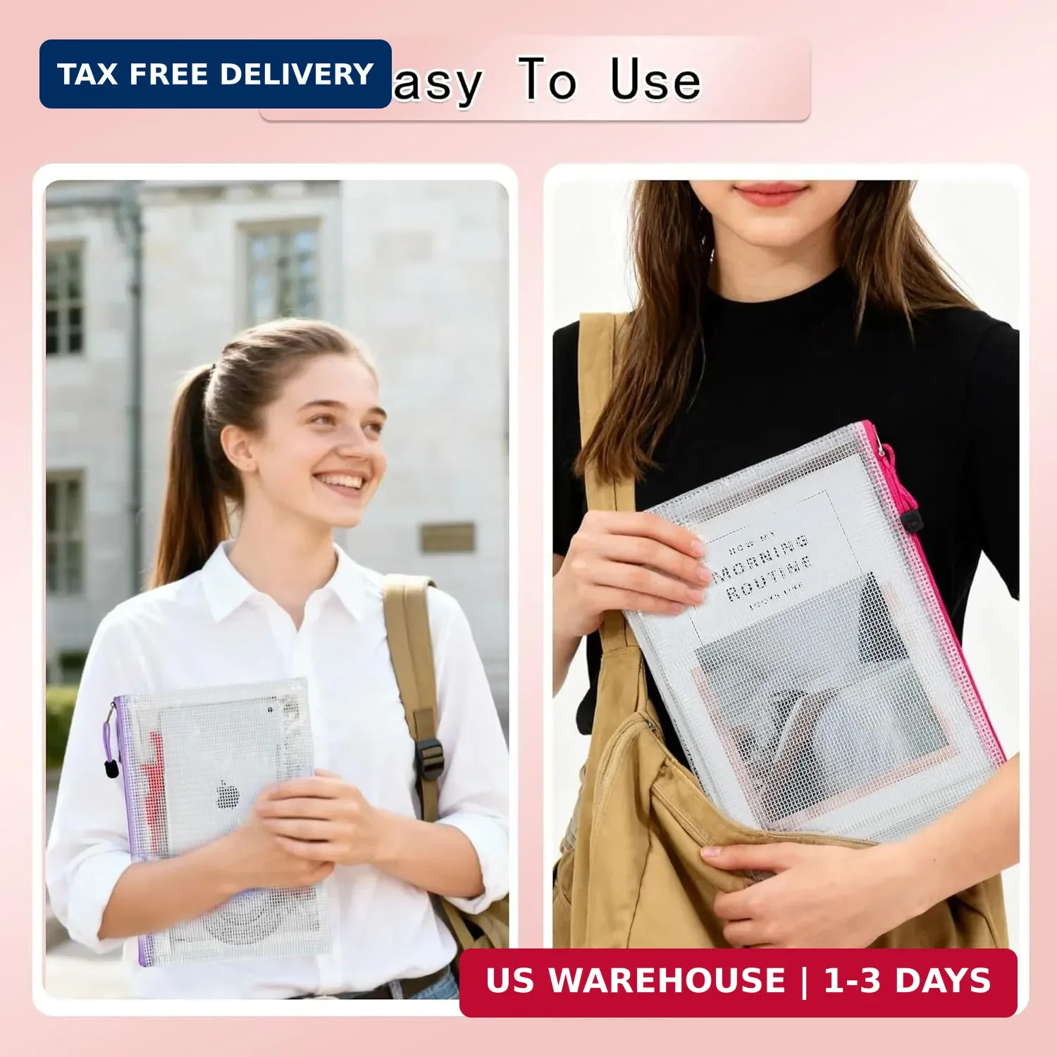 12pcs Mesh Zipper Pouch Bags, 8 Size Zipper Bags for Organizing,Mesh Bags with Z