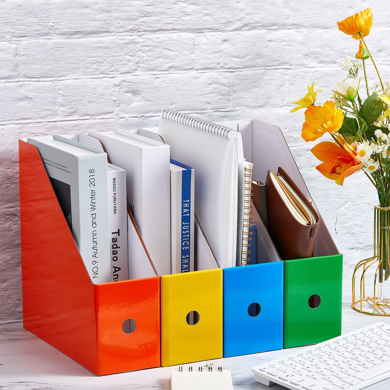 Thenshop 24 Pcs Cardboard Magazine File Holder Organizer, Classic, Colorful