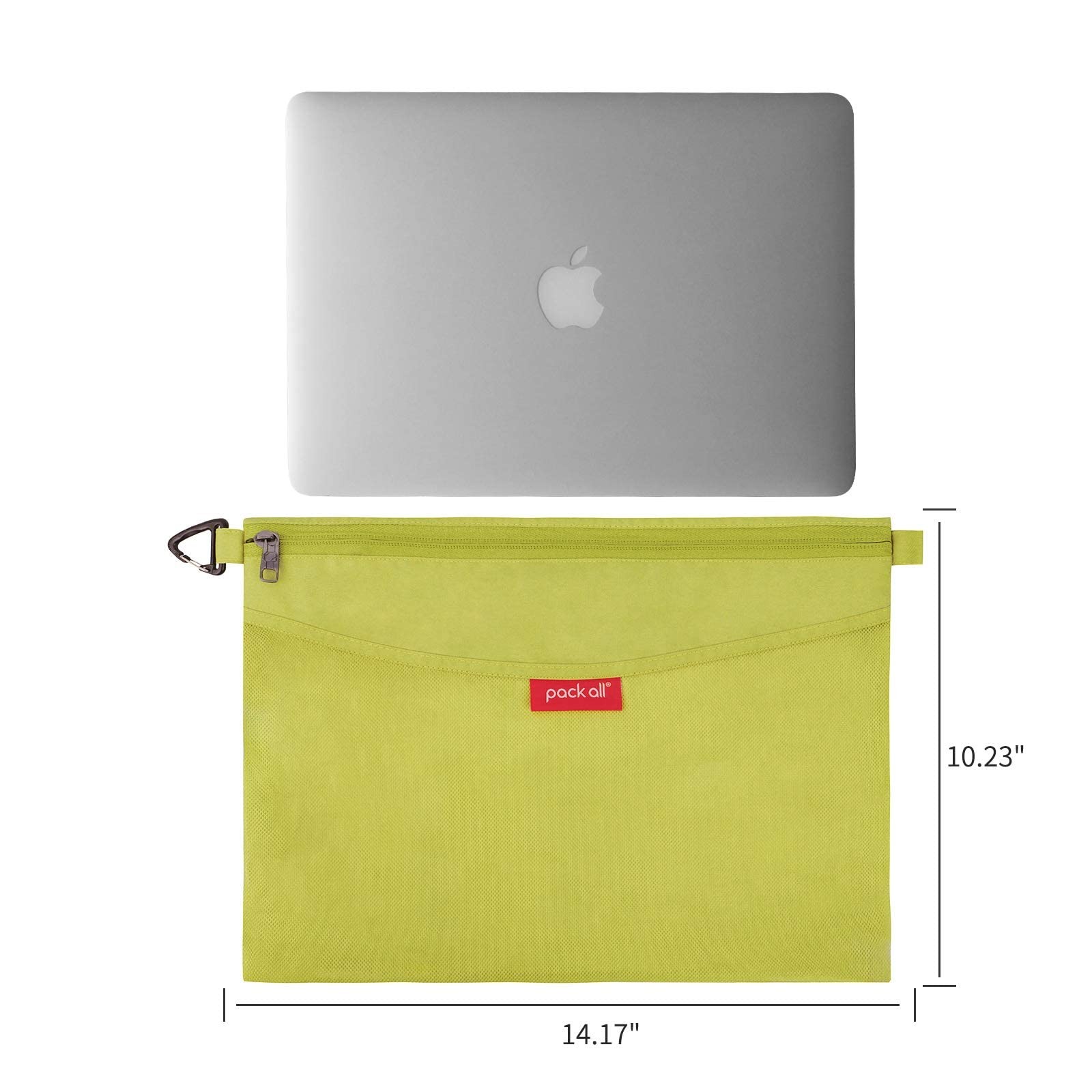 Water-Resistant Mesh Zipper Pouch Large Storage Bag for Travel Office Green