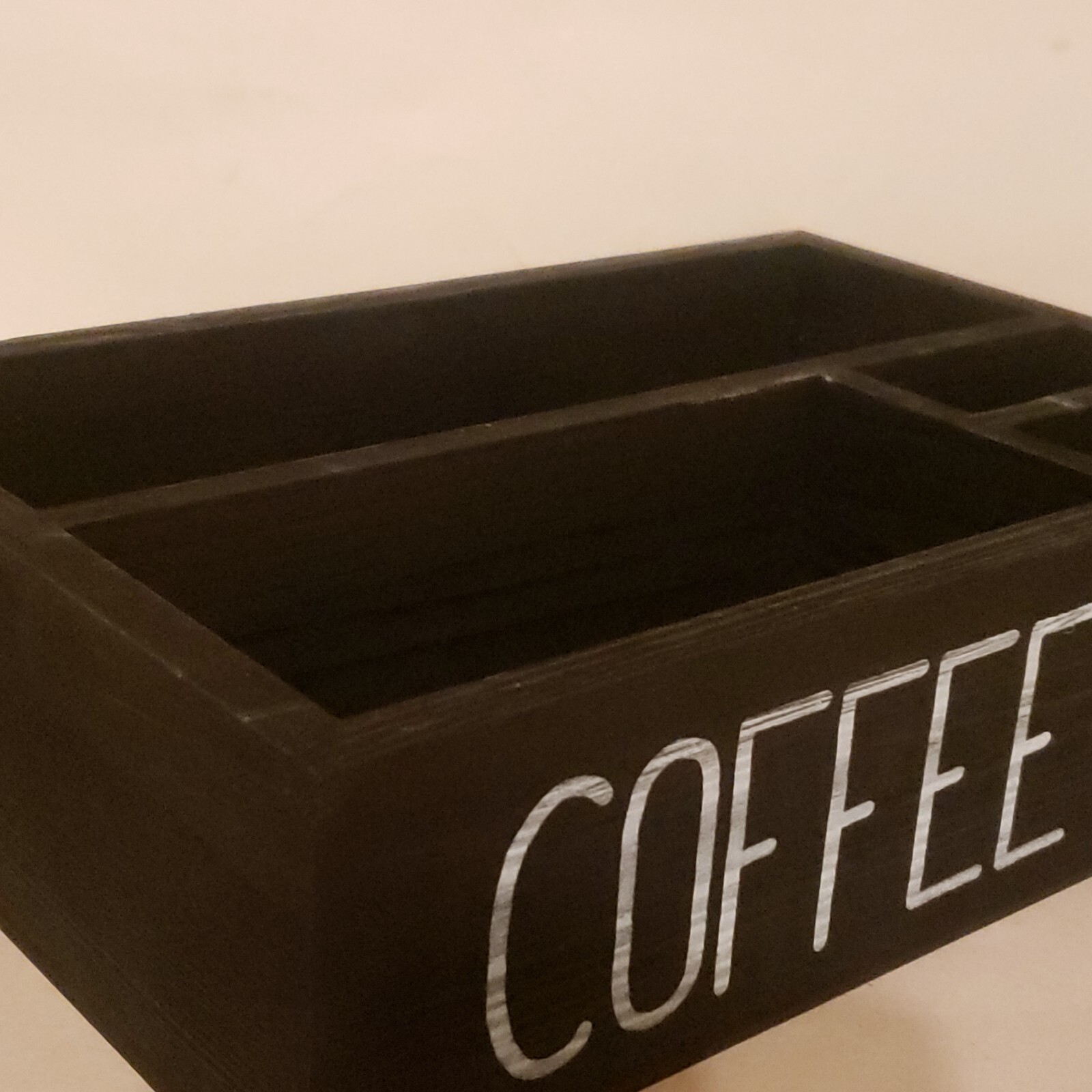 “Coffee Bar” Rustic Wooden Coffee Organizer 12x8x3 Art Deco Storage Display