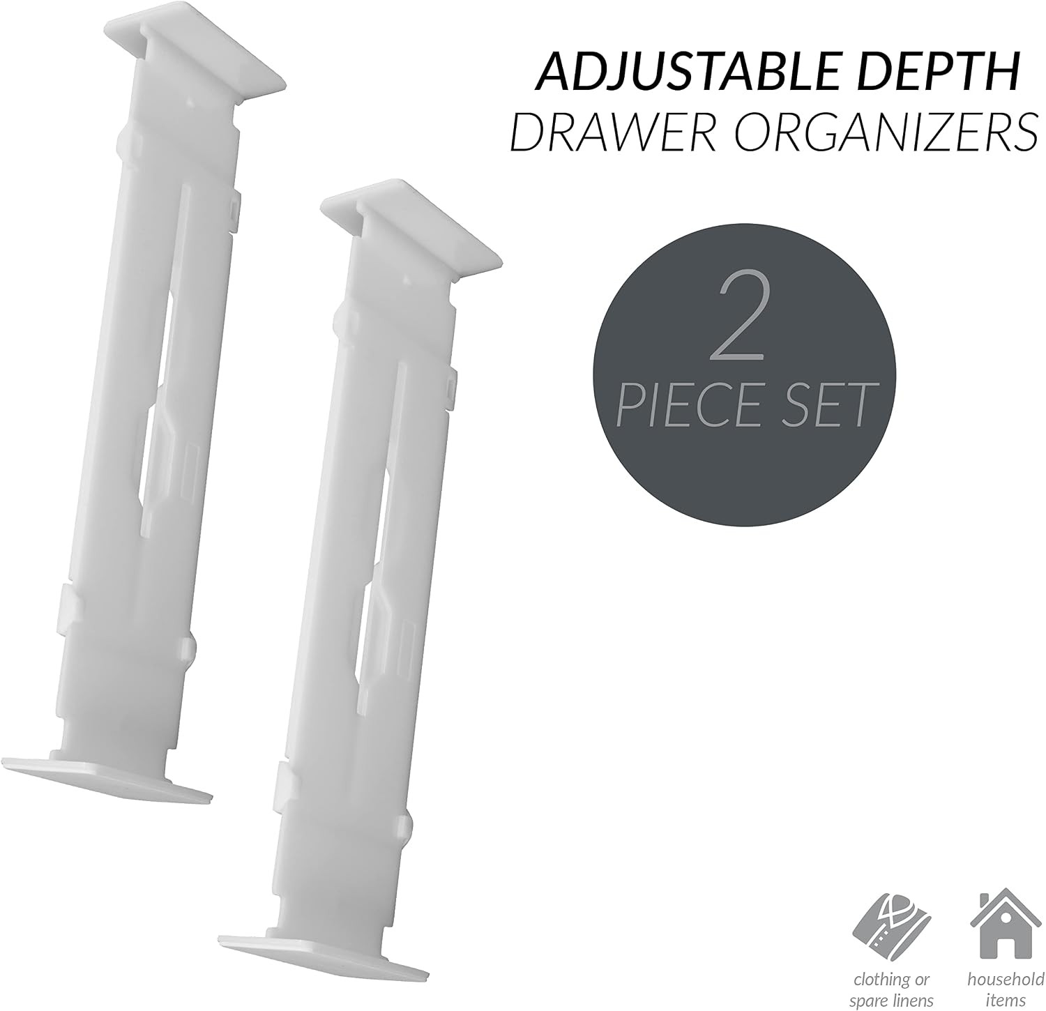 Adjustable Drawer Dividers | Set of 2 | Plastic Slotted Organizer | Bedroom Dres