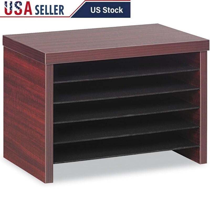 Stackable Engineered Wood Desk Organizer W/ Six Partitions Files & Stationery US