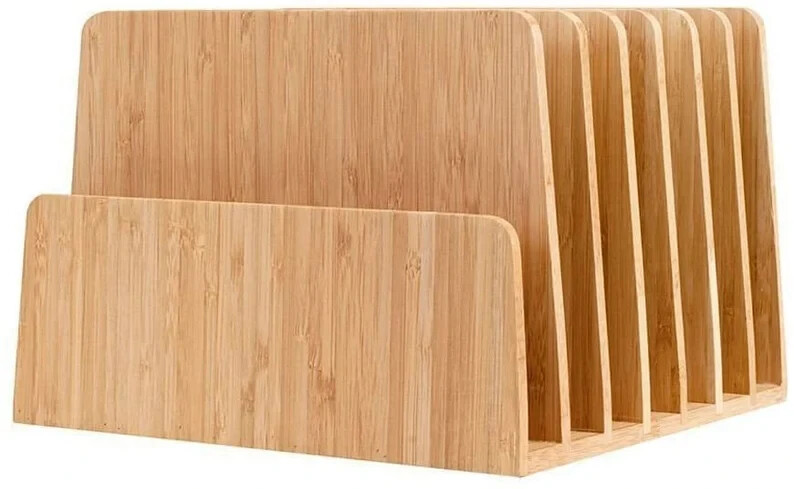 MobileVision Bamboo Desktop File Folder Organizer and Paper Tray, 7 Slots