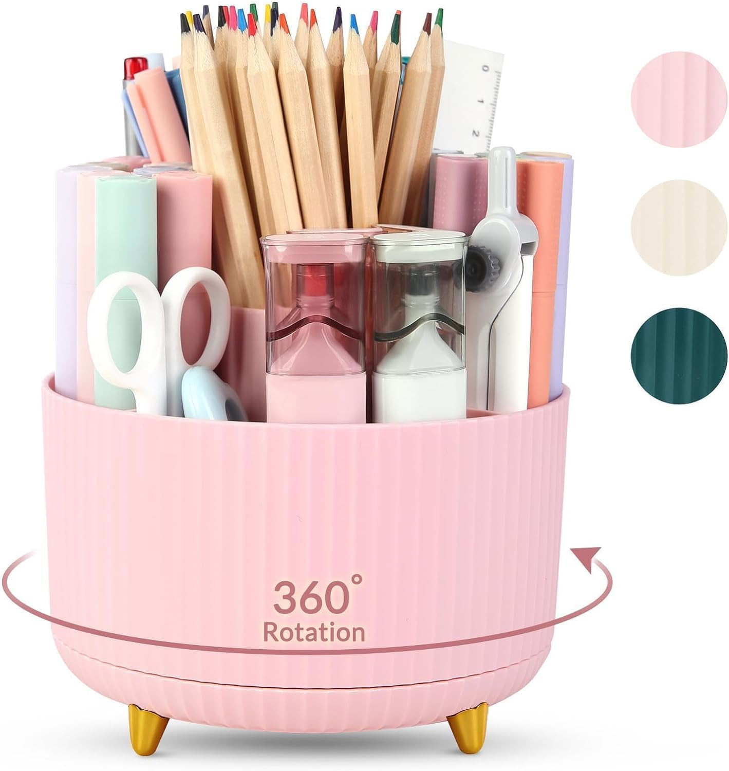 Rotating Pen Holder Desk Organizer 360 Degree Pencil Cup Desktop Storage