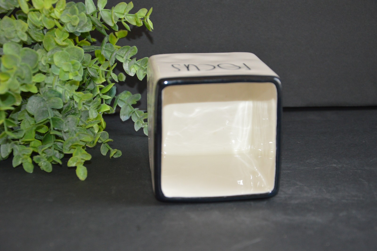 New Rae Dunn By Magenta Black & White FOCUS Ceramic Pen and Pencil Holder