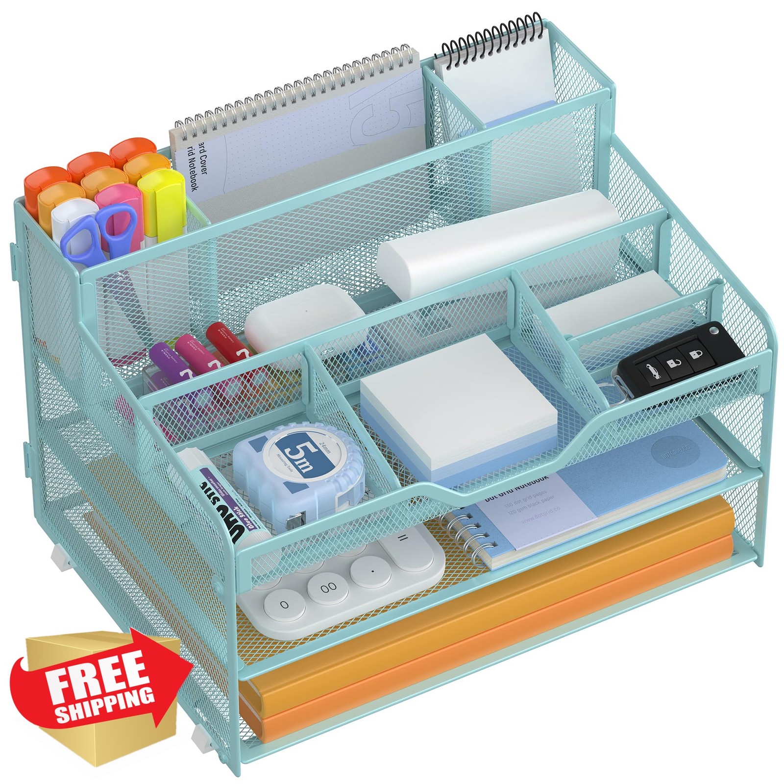 Docnest 3 Tier Mesh Desk Organizer for Paper Office Supplies – Multi-Function…