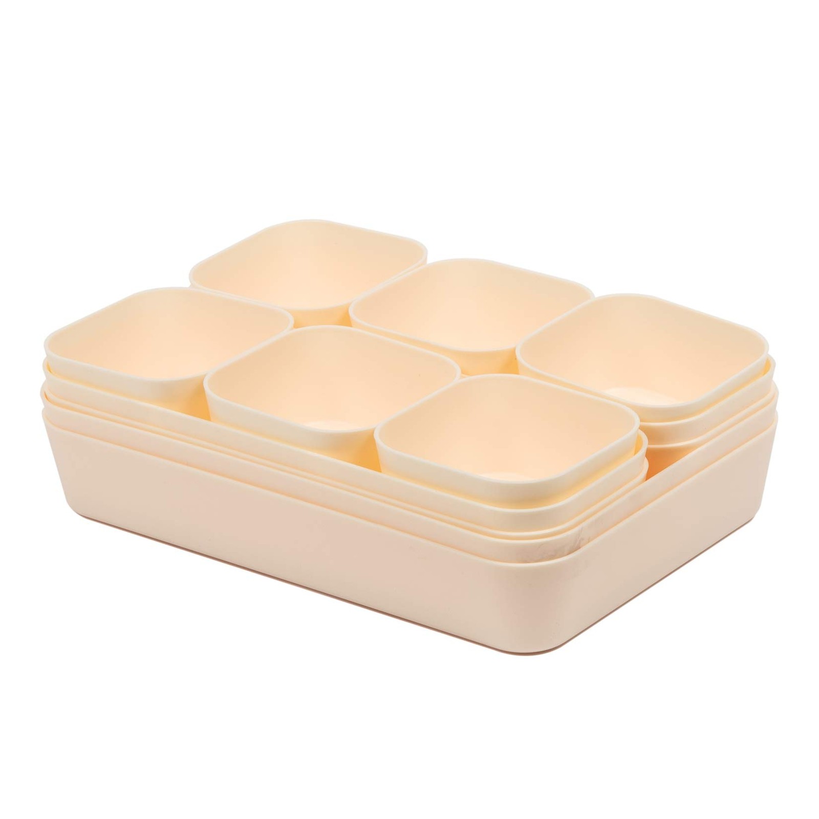 Backerysupply Set Of 12 Beige Color Plastic Desk Drawer Organizers For