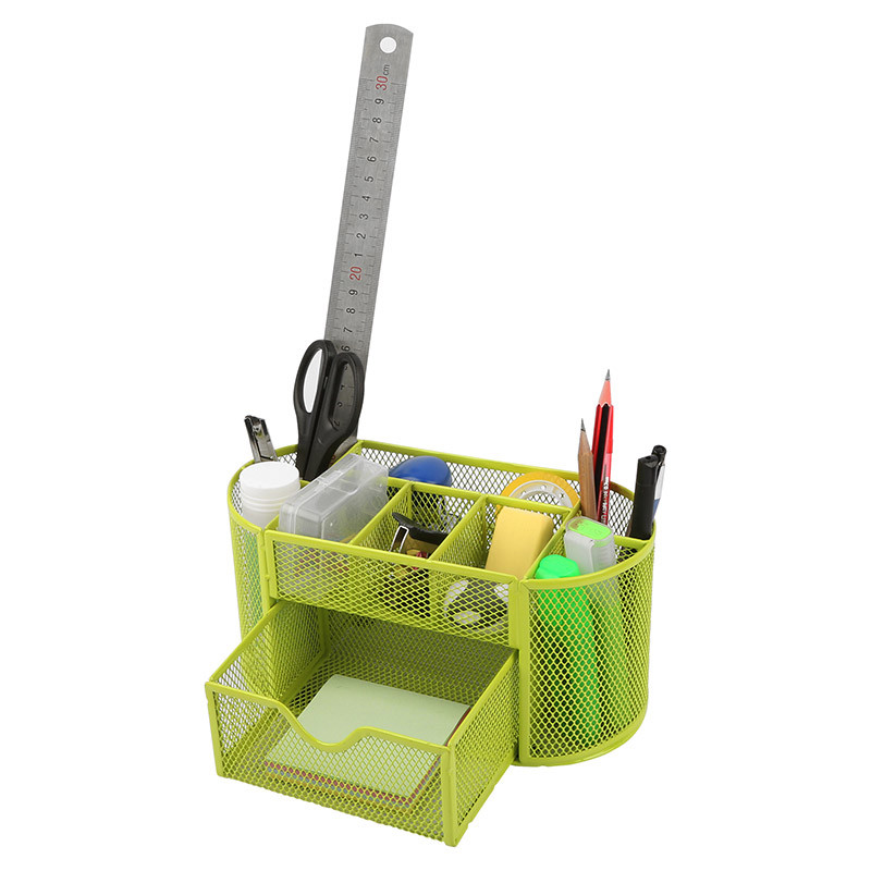 Green Metal Wire Mesh Pen Desk Top Storage Organizer Holder Office School Supply