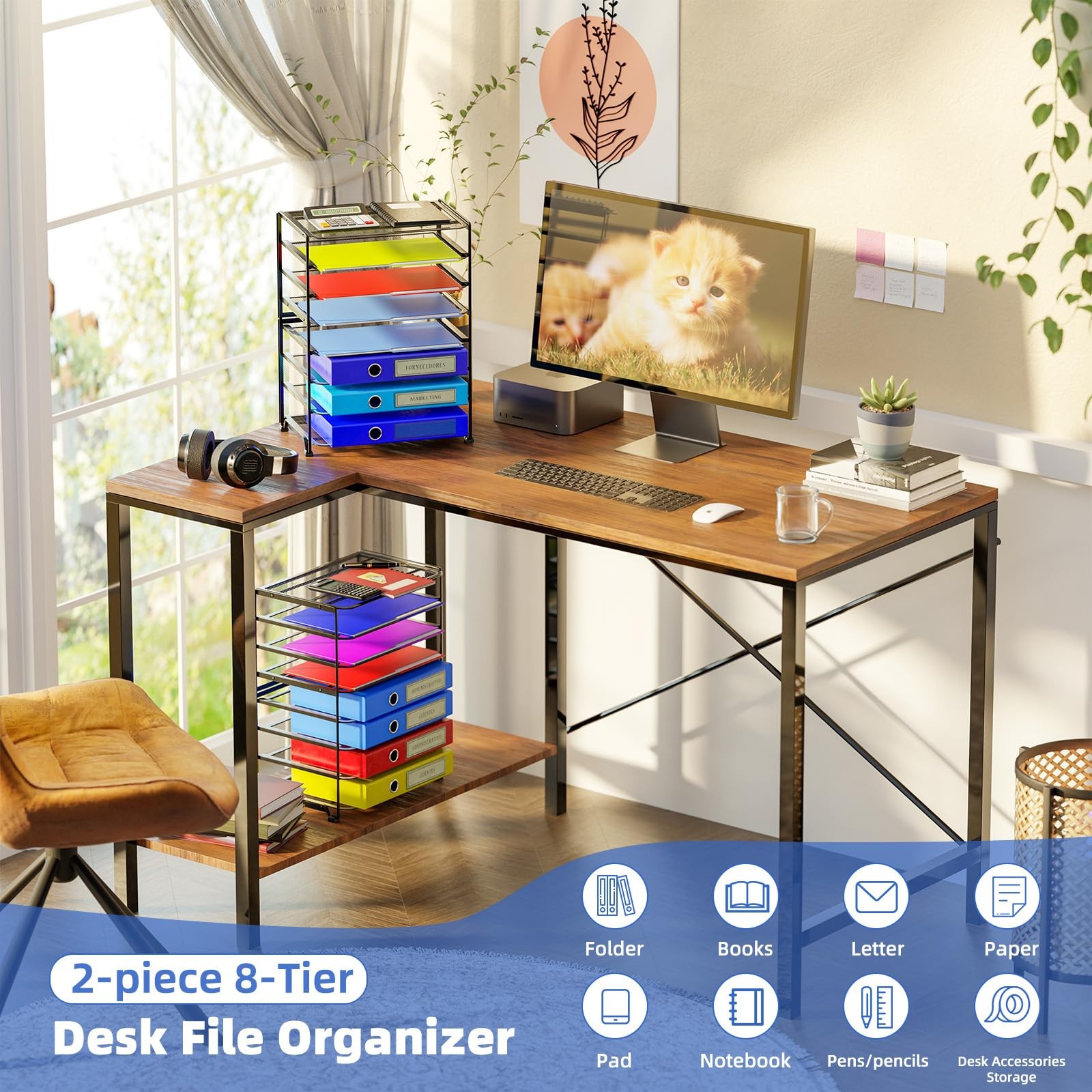 2 Pack 8 Tier Letter Tray Paper – Mesh Desk File Organizer for Office School …