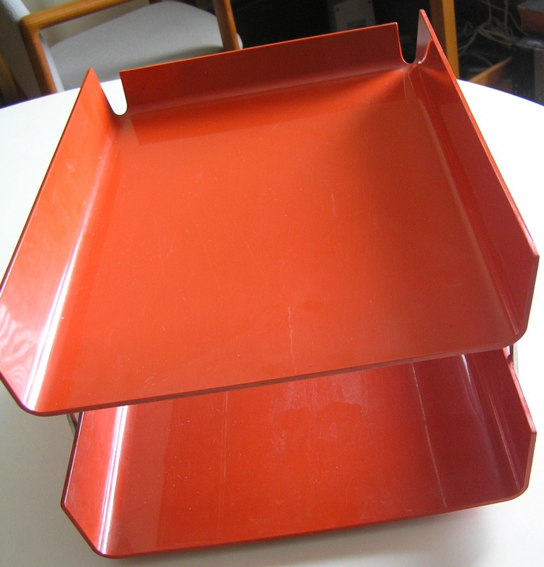 VINTAGE MID CENTURY DUK-IT Plastic Chrome 2-Tier In Out Desk Tray Organizer