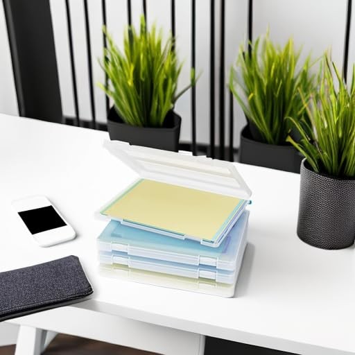 Denkee 4 Pack A4 Paper Organizer Box, Plastic 8×10/16×20, 4 pack, Clear