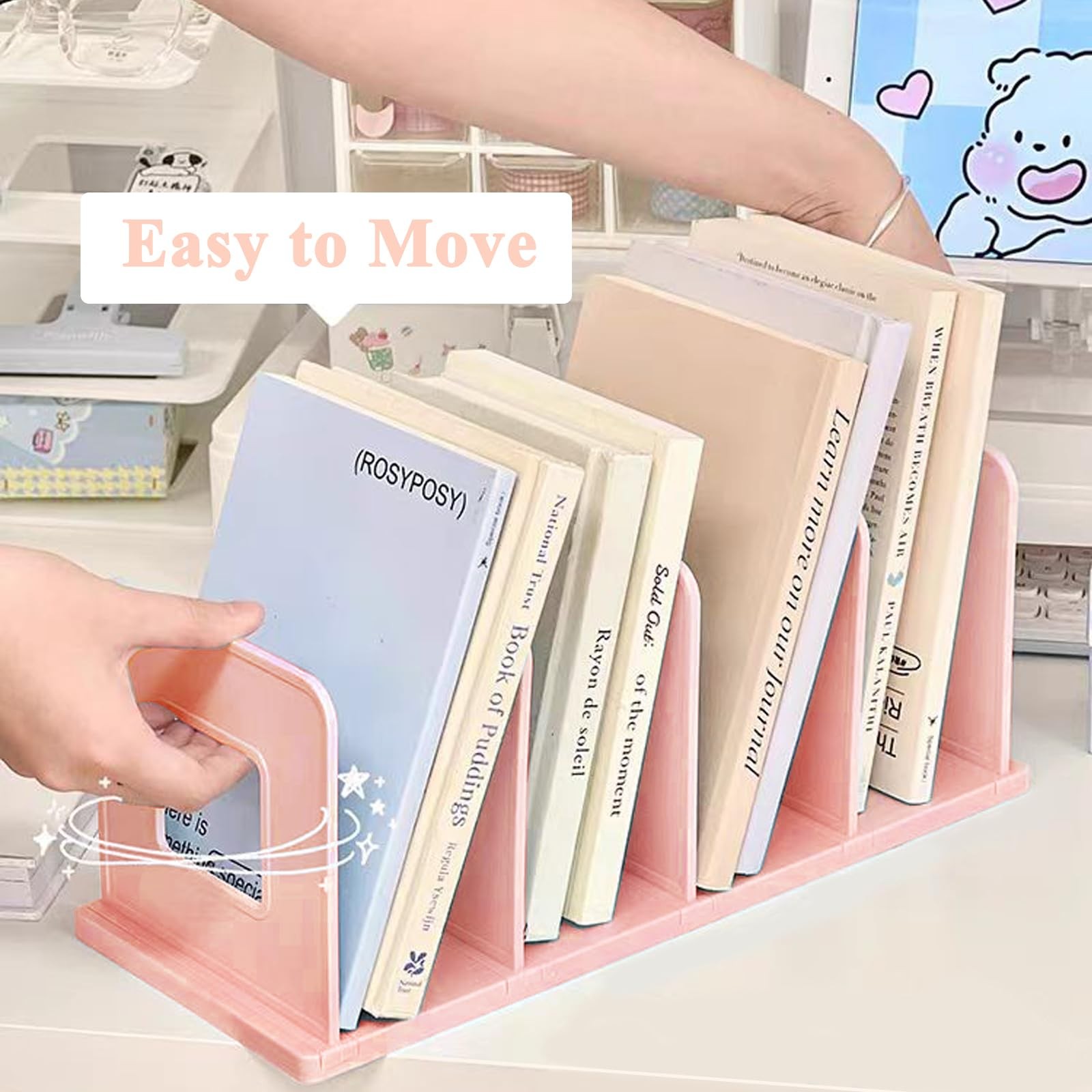 Desk File Sorter Vertical Desktop File Folder Organizer 4 Section Plastic Boo…