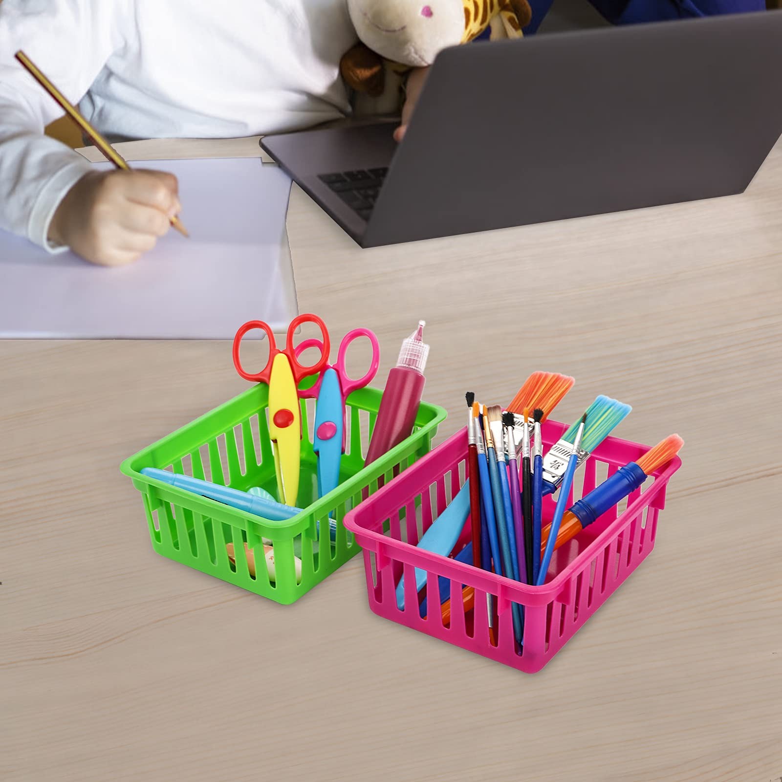 24 Pack Classroom Storage Baskets, Small Plastic Baskets for Organizing, Colo…