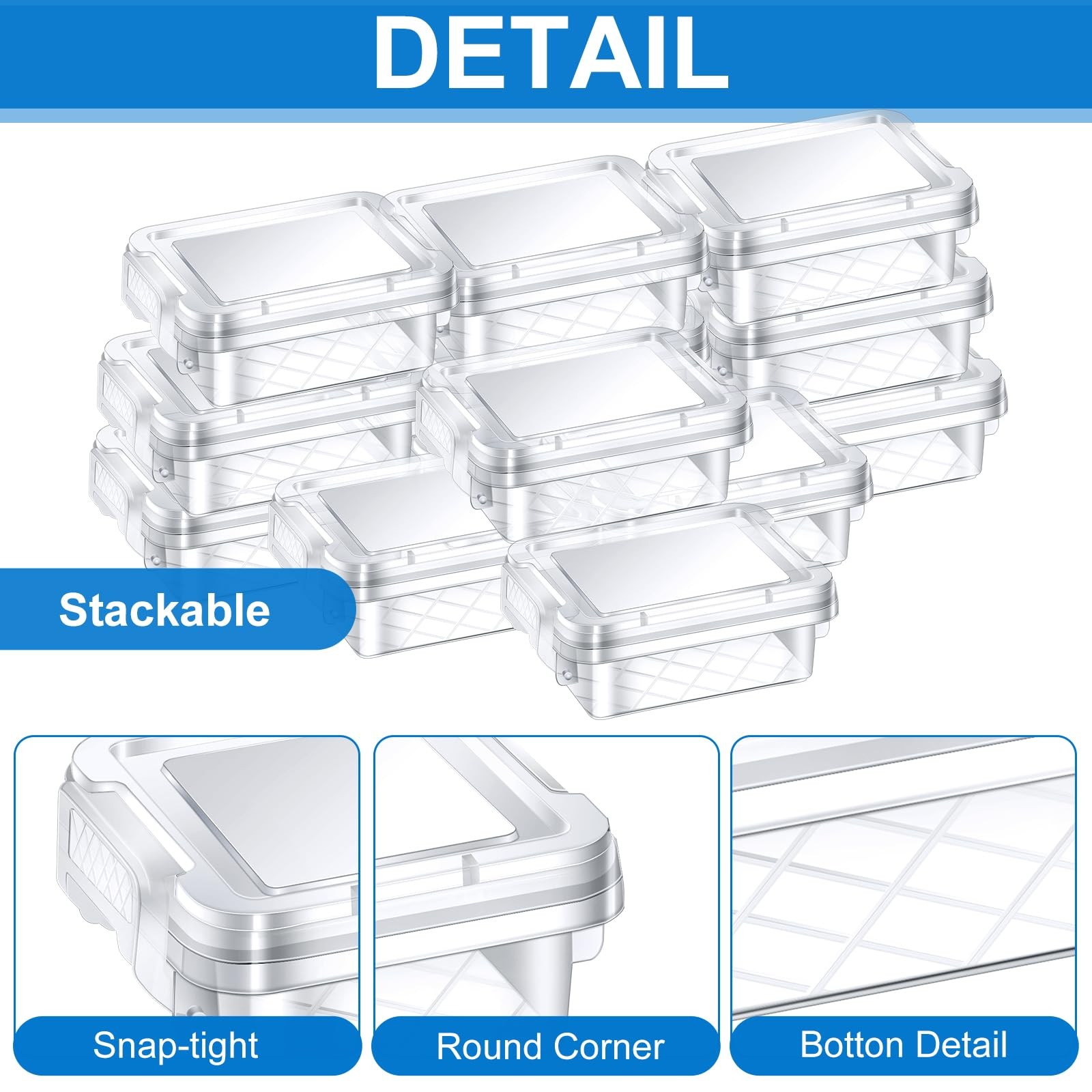 24 Pack Mini Plastic Storage Bins with Lid, 4.5″×3.1″×1.8″ Clear Latch Small …
