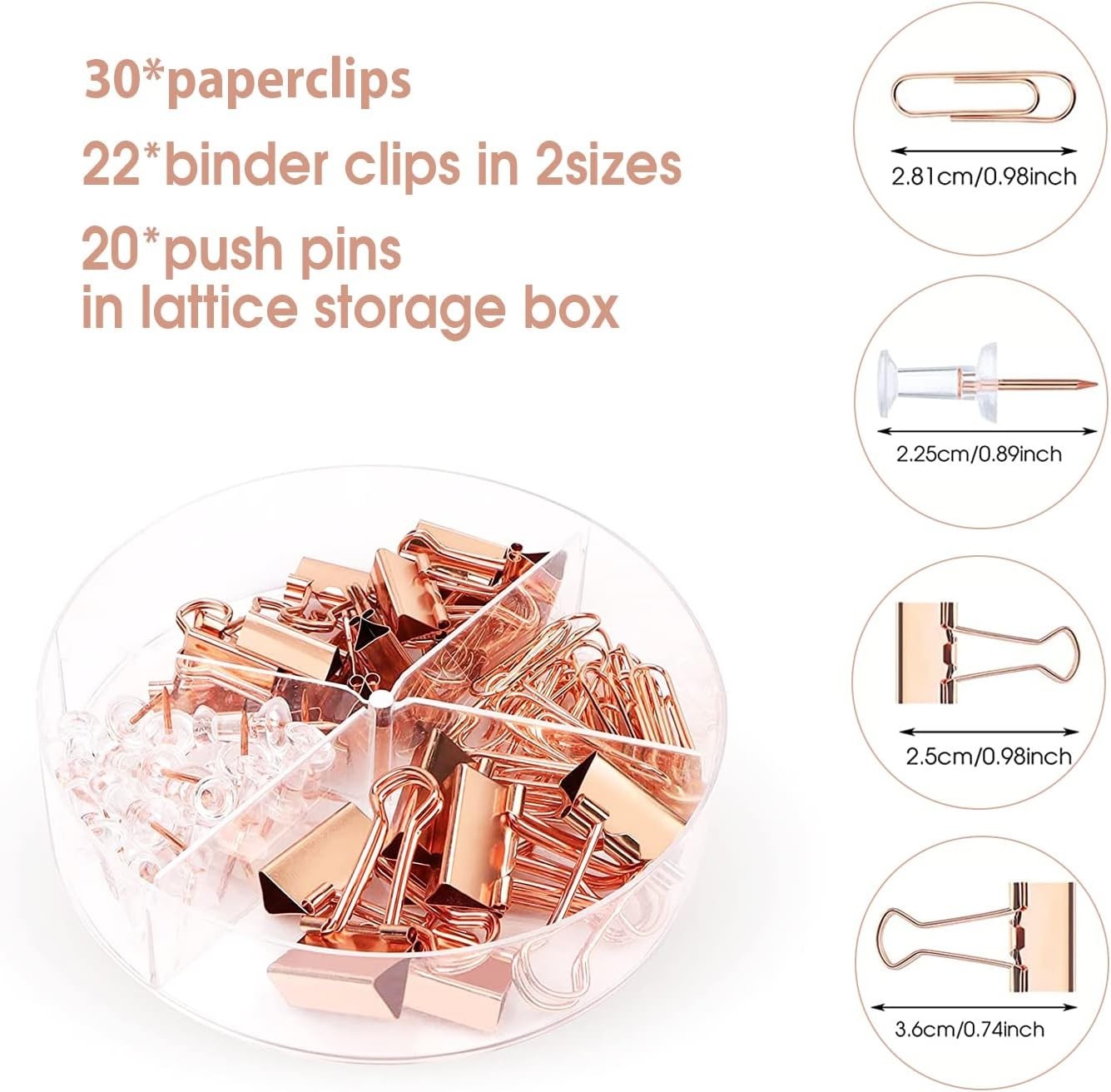 Elegant Rose Gold Desk Accessories Set: Includes Stapler, Clips & More