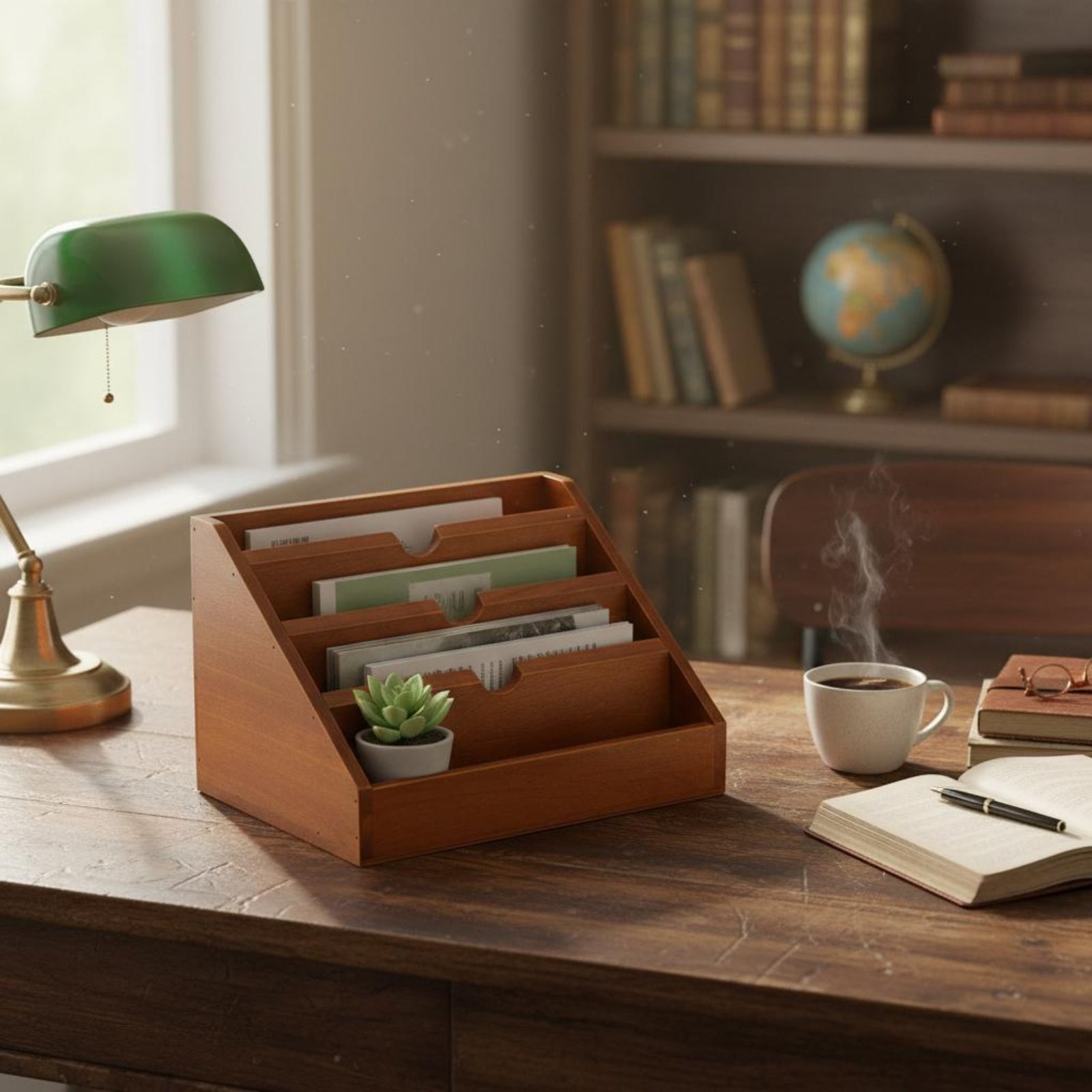 Wooden Desk Organizer Retro & Design Desk Storage Desktop Space Saving