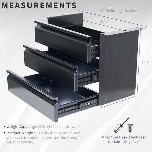 VIVO 16 in Slide Out Dual Tier Under Desk Storage Drawer