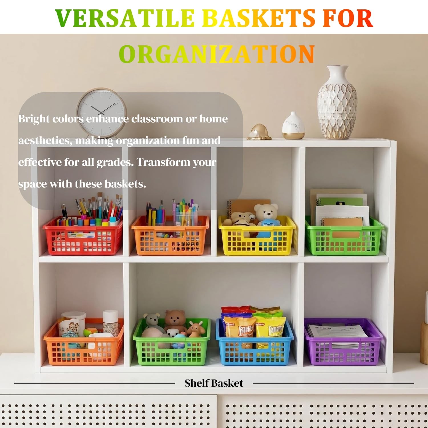6 Pack Plastic Turn in Paper Trays for Classroom, Colorful Storage Bin Basket…