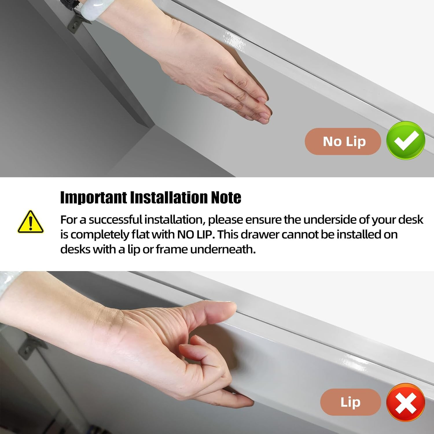 2Pcs under Desk Storage Drawers Slide Out,Large&Medium, Stick on Desk Drawer Org