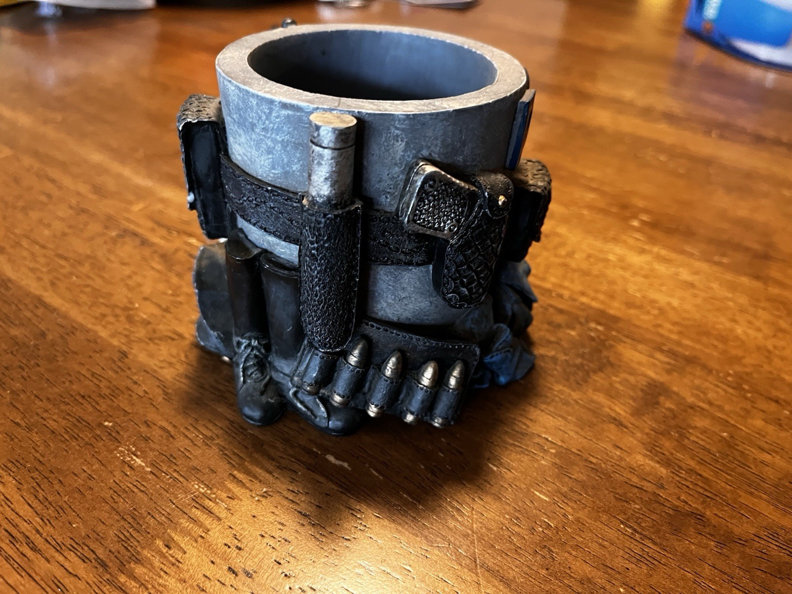 Vanmark Porcelain Police-Themed Desk Pencil Holder Organizer Cup Blue/Gray