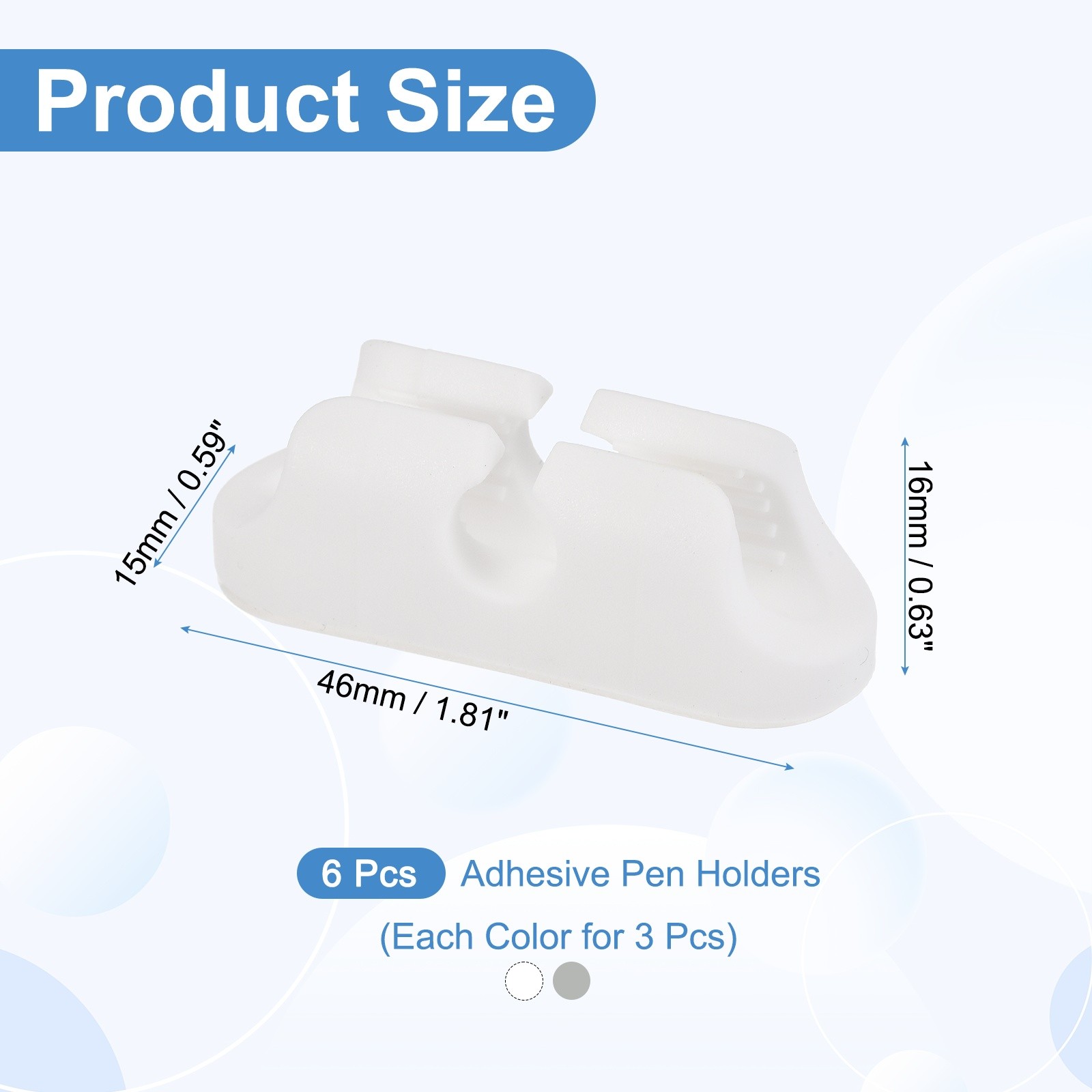 Adhesive Pen Holder, 6 Pcs Silicone Pen Holder, White/Gray