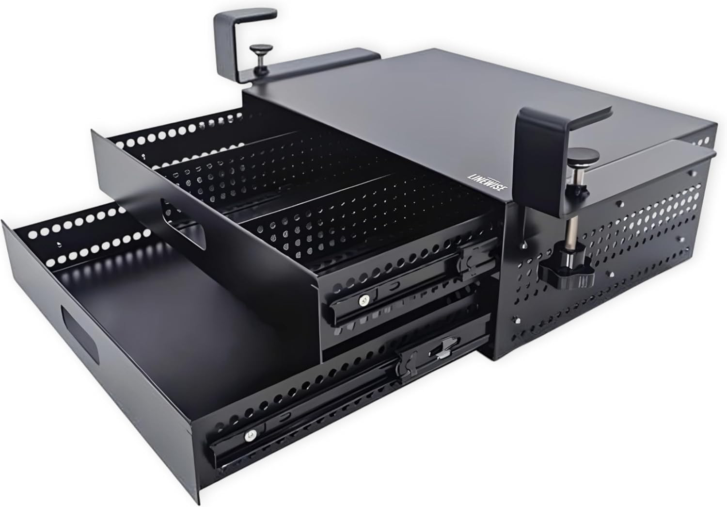 Under Desk Drawer – Clamp-On No-Drill Metal Organizer, Slide-Out Storage for Hom