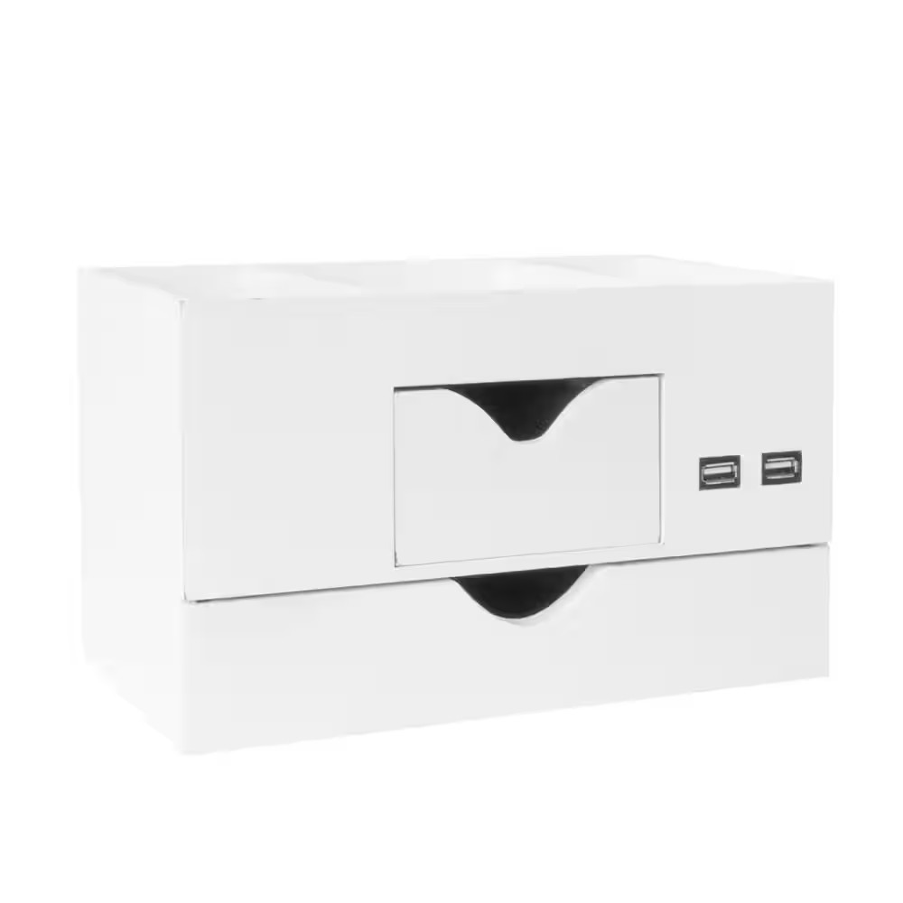 White 9.5 In. X 5.75 In. MDF Modern Desktop Organizers and Storage for Pens and