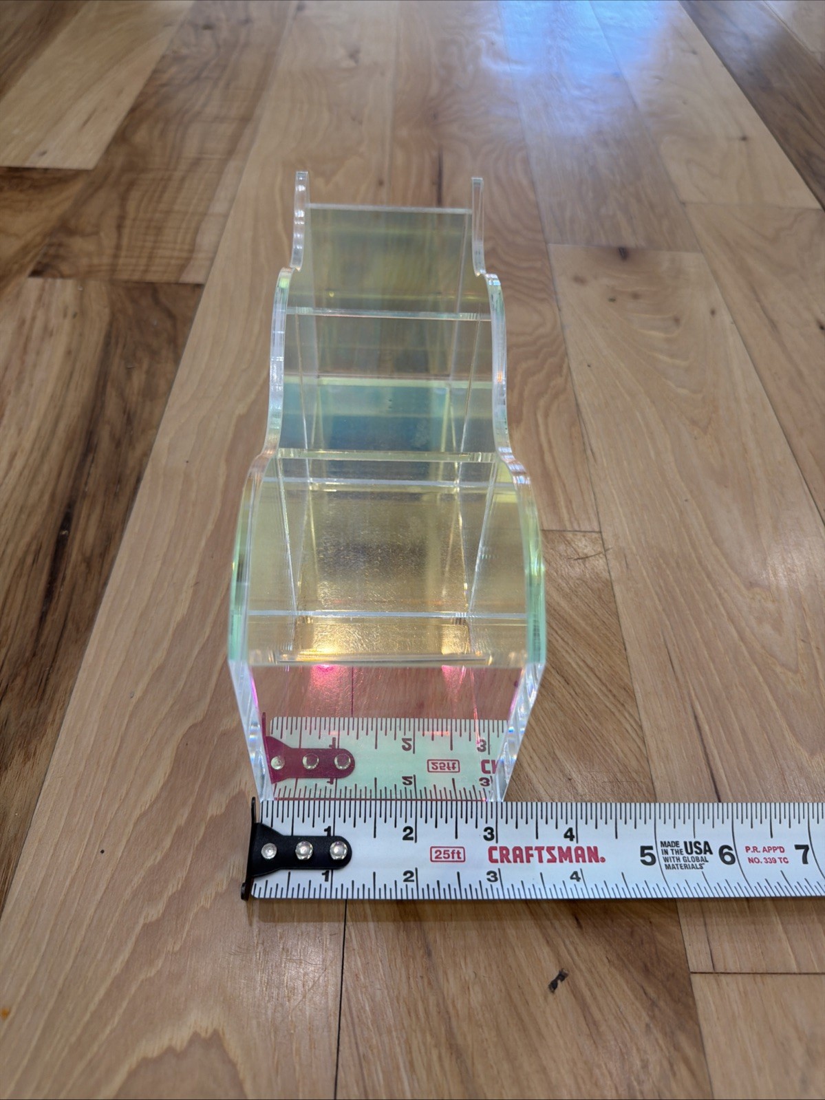 Iridescent Clear Acrylic Office Organizer Pen Holder Wavy Design