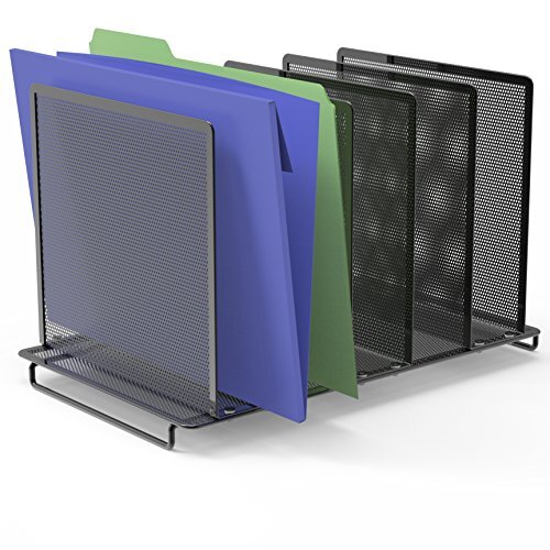 SimpleHouseware Expandable 5 Section Upright File Sorter Organizer Black